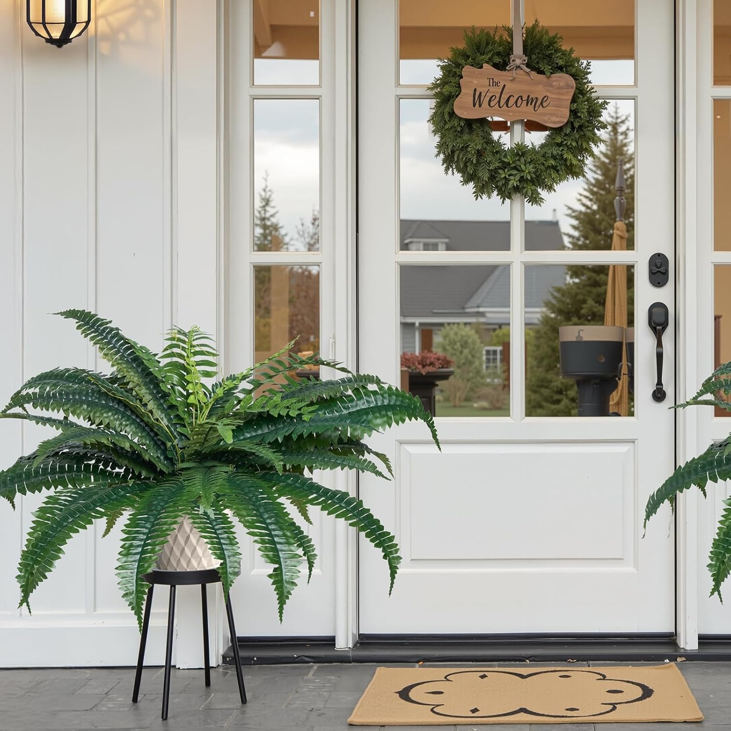 image:imageVEVOR Artificial Ferns 2 Pcs 47 Inch Large Artificial Boston Ferns Plants Faux Fern with 50 Branches Artificial Plants Large for OutdoorsIndoor Home OfficeGarden Flowerpot Unincluded2 Pcs