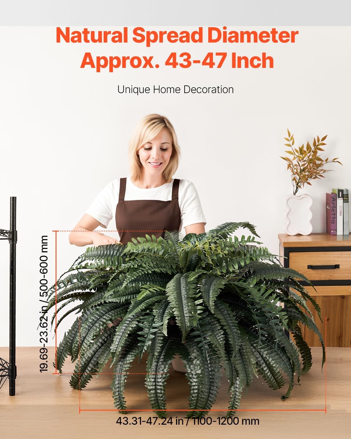 image:imageVEVOR Artificial Ferns 2 Pcs 47 Inch Large Artificial Boston Ferns Plants Faux Fern with 50 Branches Artificial Plants Large for OutdoorsIndoor Home OfficeGarden Flowerpot Unincluded1 Pcs