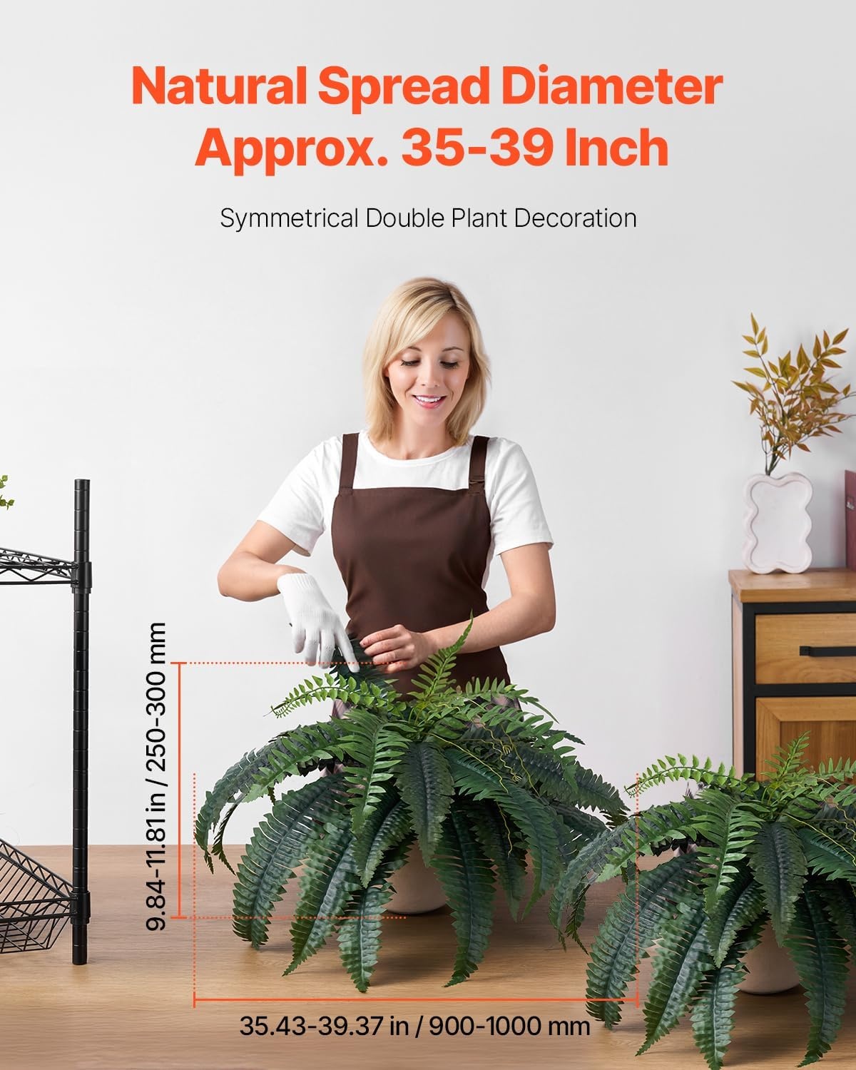 image:imageVEVOR Artificial Ferns 2 Pcs 47 Inch Large Artificial Boston Ferns Plants Faux Fern with 50 Branches Artificial Plants Large for OutdoorsIndoor Home OfficeGarden Flowerpot Unincluded2 Pcs