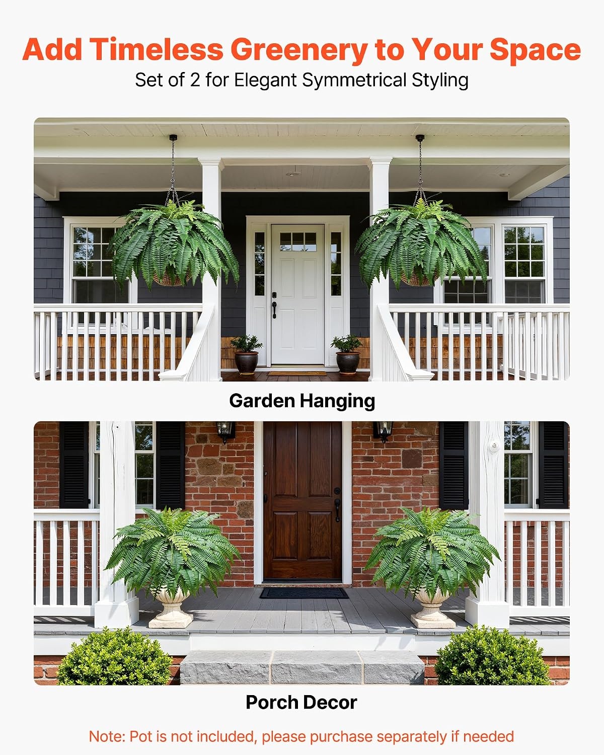 image:imageVEVOR Artificial Ferns 2 Pcs 47 Inch Large Artificial Boston Ferns Plants Faux Fern with 50 Branches Artificial Plants Large for OutdoorsIndoor Home OfficeGarden Flowerpot Unincluded2 Pcs