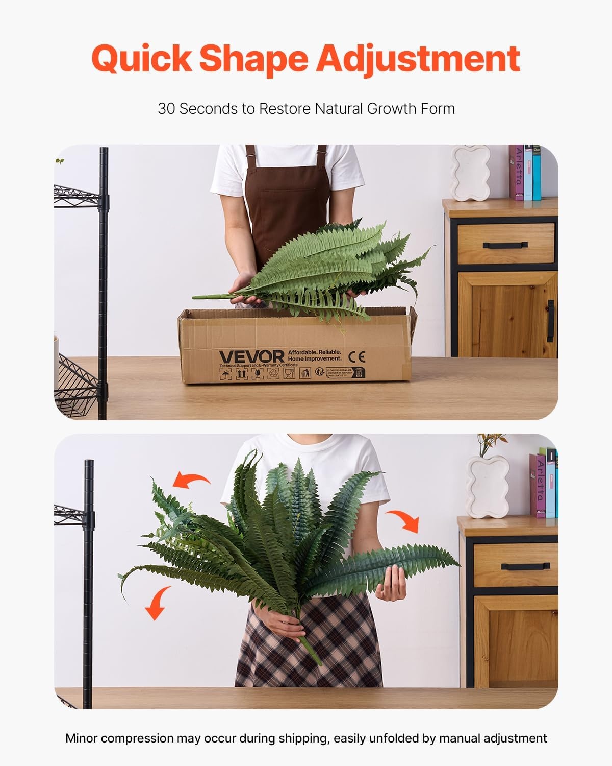 image:imageVEVOR Artificial Ferns 2 Pcs 47 Inch Large Artificial Boston Ferns Plants Faux Fern with 50 Branches Artificial Plants Large for OutdoorsIndoor Home OfficeGarden Flowerpot Unincluded2 Pcs