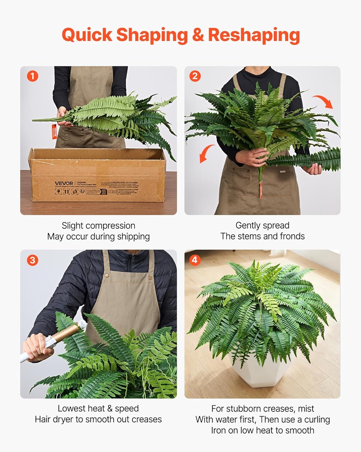image:imageVEVOR Artificial Ferns 2 Pcs 47 Inch Large Artificial Boston Ferns Plants Faux Fern with 50 Branches Artificial Plants Large for OutdoorsIndoor Home OfficeGarden Flowerpot Unincluded2 Pcs
