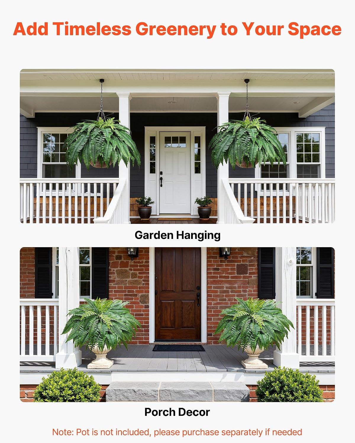 image:imageVEVOR Artificial Ferns 2 Pcs 47 Inch Large Artificial Boston Ferns Plants Faux Fern with 50 Branches Artificial Plants Large for OutdoorsIndoor Home OfficeGarden Flowerpot Unincluded1 Pcs