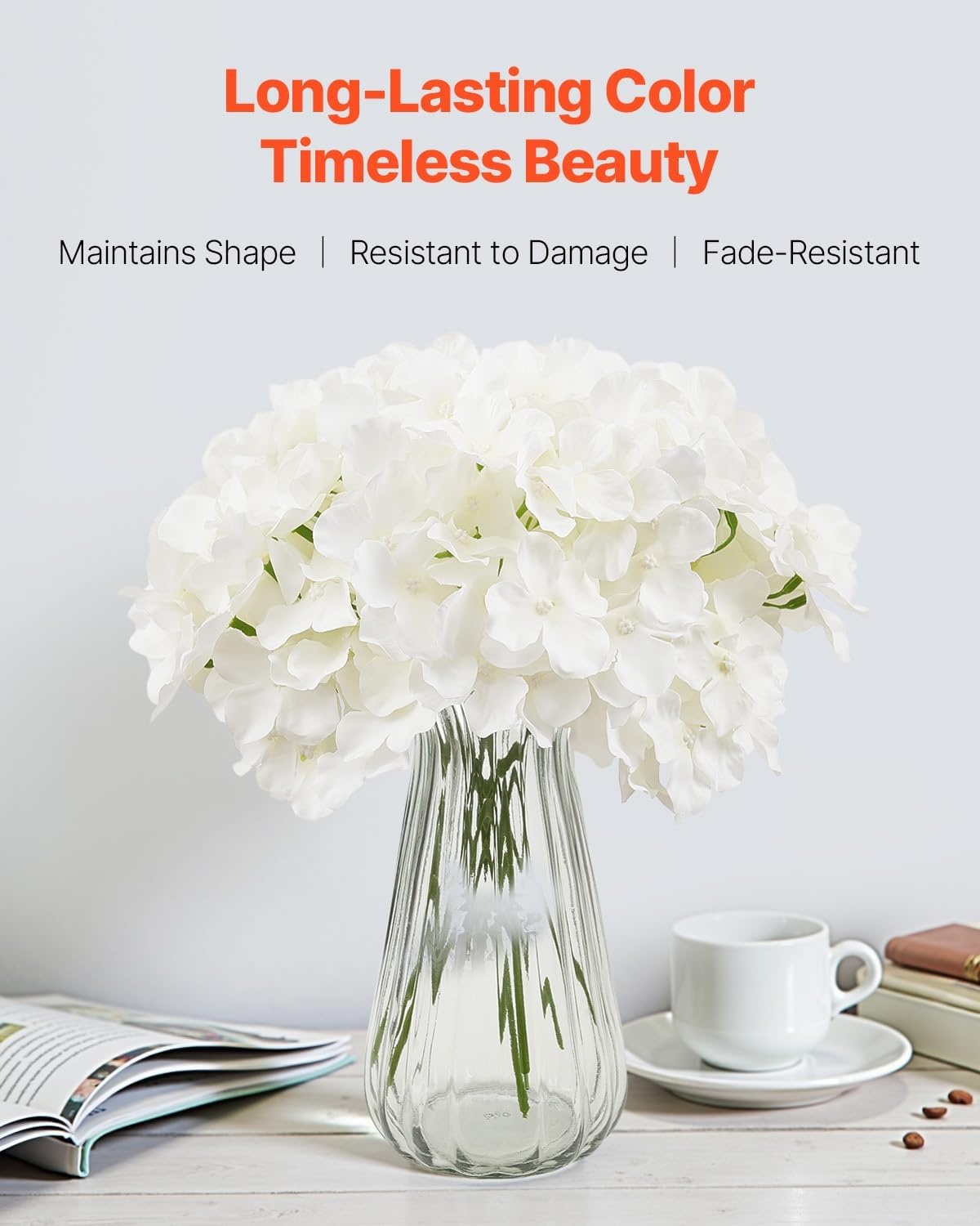 image:imageVEVOR Artificial Flowers 65 pcs Real Looking White Silk Fake Hydrangea Bulk White Faux Bridal Shower with Stems for DIY Wedding Bouquets Home Centerpieces Arrangements Party Tables Decorations65 PCS