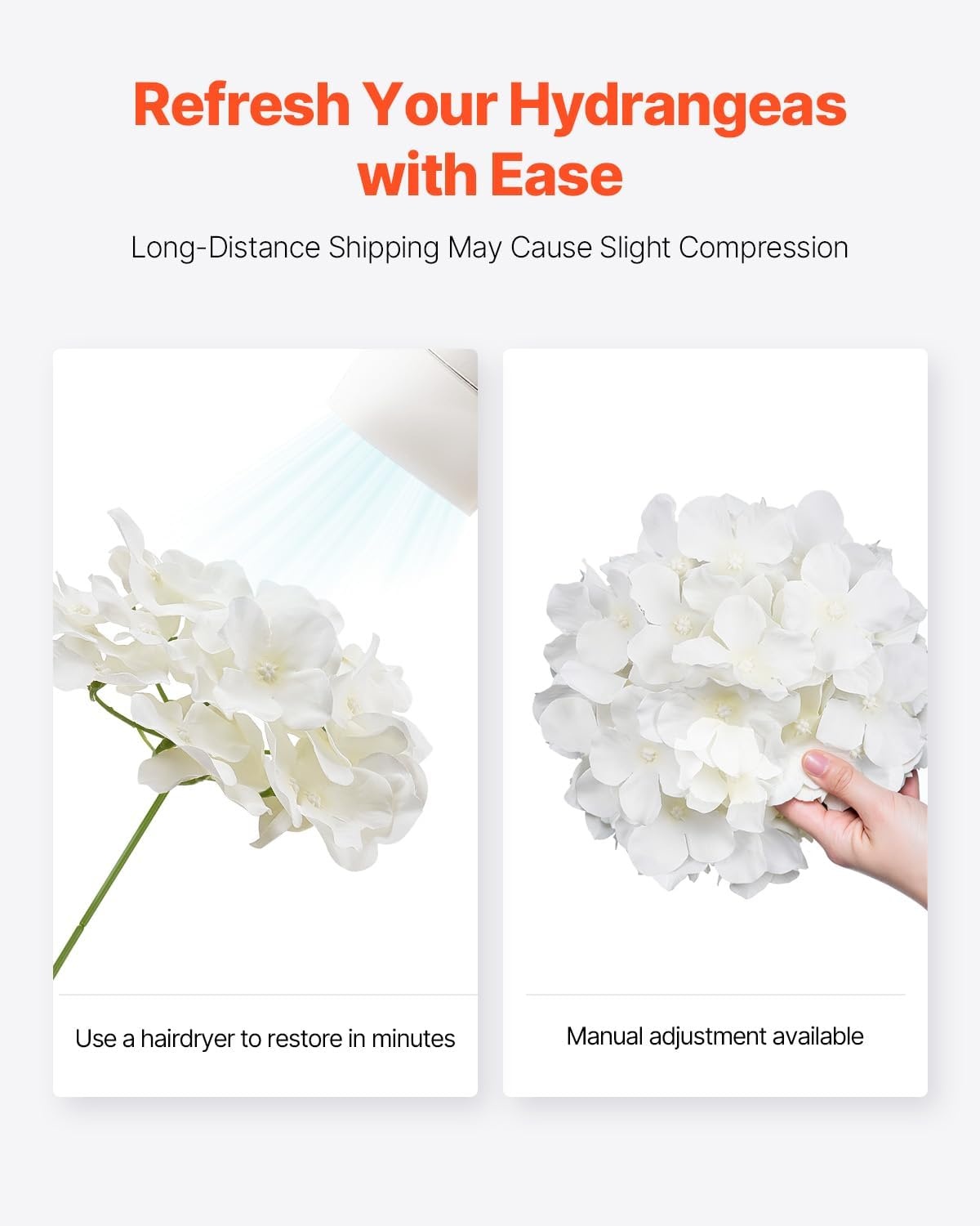 image:imageVEVOR Artificial Flowers 65 pcs Real Looking White Silk Fake Hydrangea Bulk White Faux Bridal Shower with Stems for DIY Wedding Bouquets Home Centerpieces Arrangements Party Tables Decorations65 PCS
