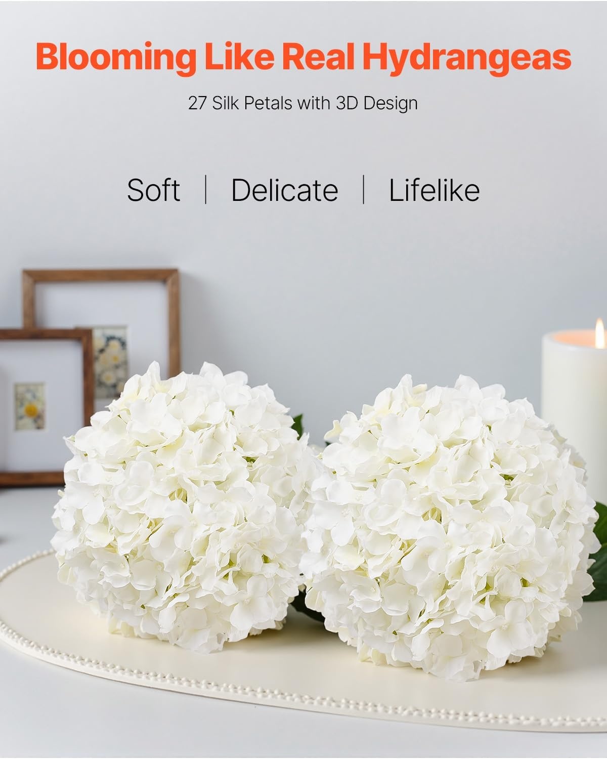 image:imageVEVOR Artificial Flowers 65 pcs Real Looking White Silk Fake Hydrangea Bulk White Faux Bridal Shower with Stems for DIY Wedding Bouquets Home Centerpieces Arrangements Party Tables Decorations65 PCS
