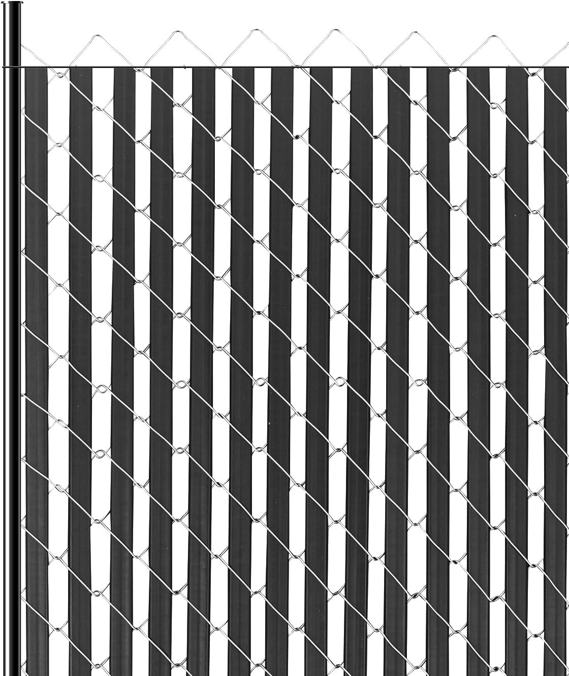 image:imageVEVOR Bottom Locking Privacy Slats DoubleWall Vertical BottomLocking Slats with Wings for ChainLink Fence HighDensity HDPE Chain Link Slats Ideally Fit 6 High Fence for Garden and FarmBlackDoubleWall