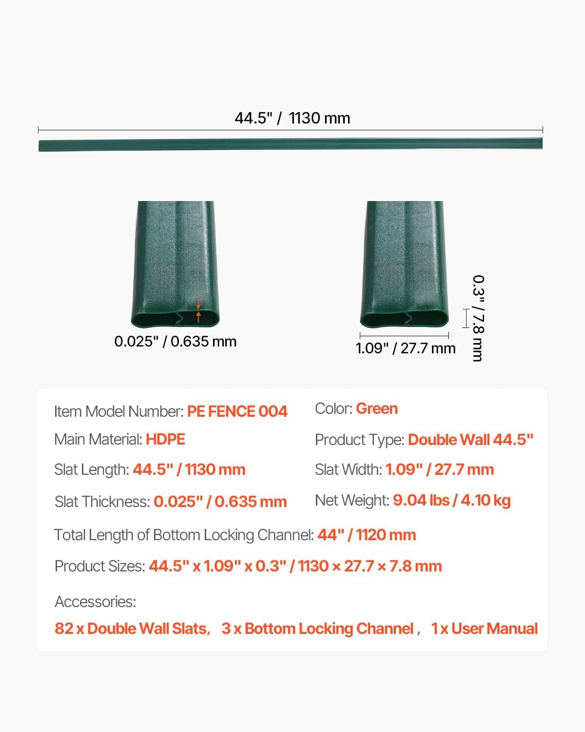 image:imageVEVOR Bottom Locking Privacy Slats DoubleWall Vertical BottomLocking Slats with Wings for ChainLink Fence HighDensity HDPE Chain Link Slats Ideally Fit 6 High Fence for Garden and FarmBlackDoubleWall