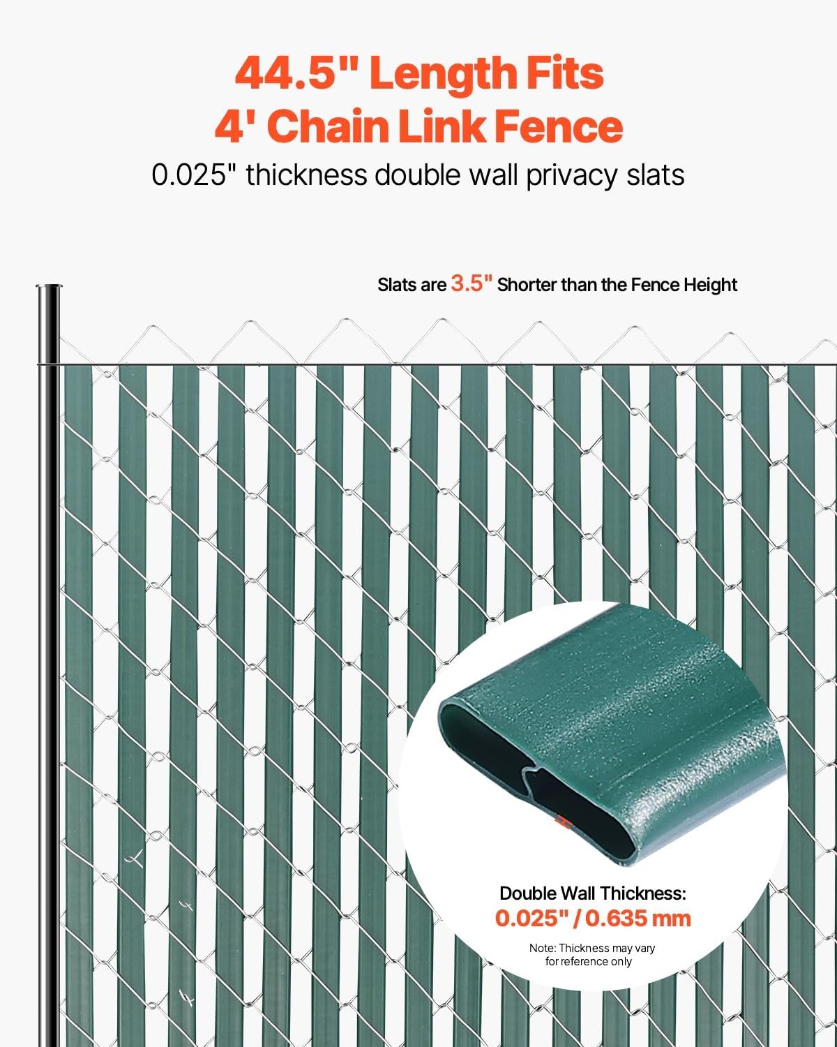image:imageVEVOR Bottom Locking Privacy Slats DoubleWall Vertical BottomLocking Slats with Wings for ChainLink Fence HighDensity HDPE Chain Link Slats Ideally Fit 6 High Fence for Garden and FarmBlackDoubleWall