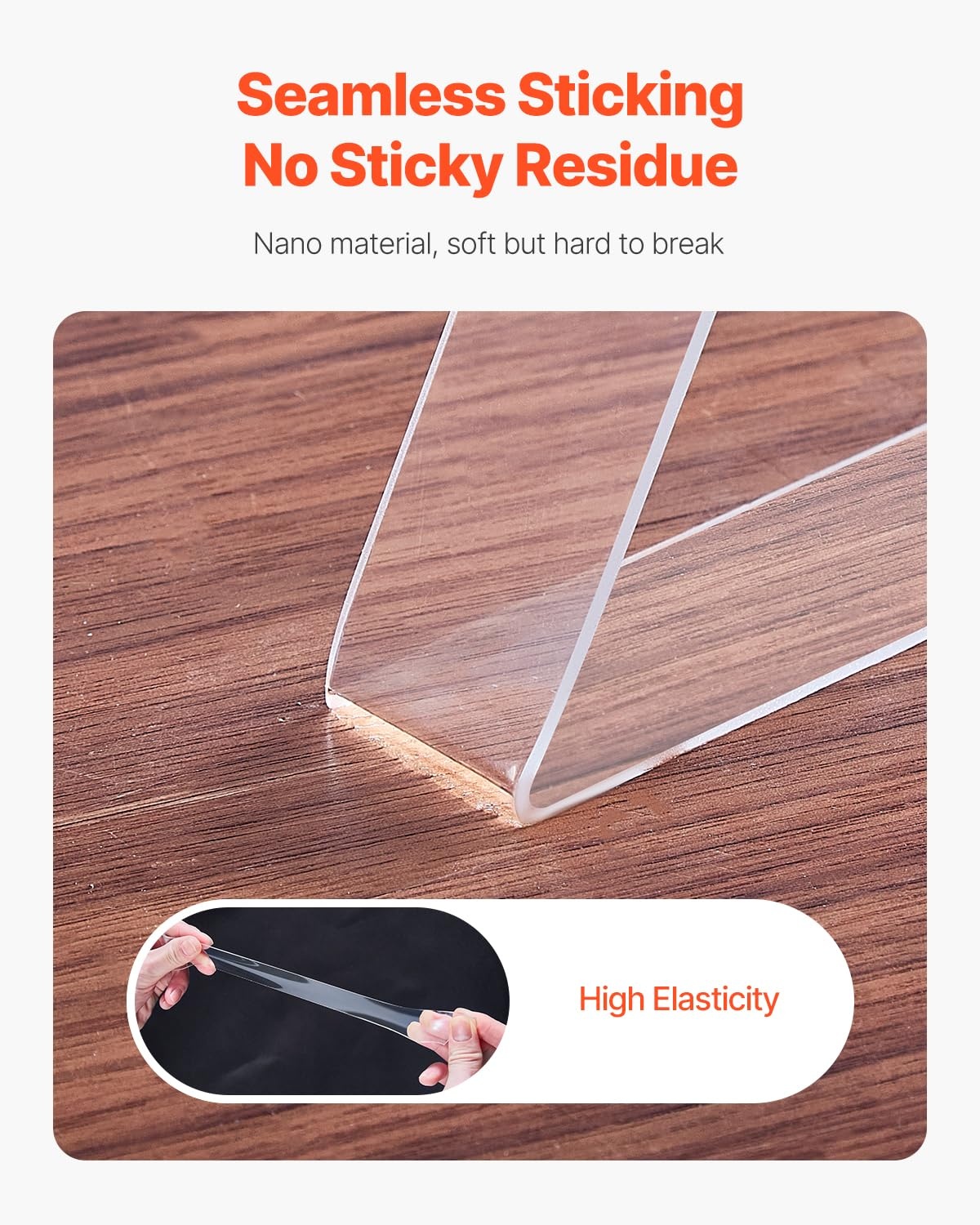 image:imageVEVOR Double Sided Tape Heavy Duty 16 ft Long Nano Mounting Tape Strong Adhesive amp Reusable Clear Two Sided Wall Tape Removable Poster Picture Hanging Strips for Home Office Car Outdoor Use3 Packs