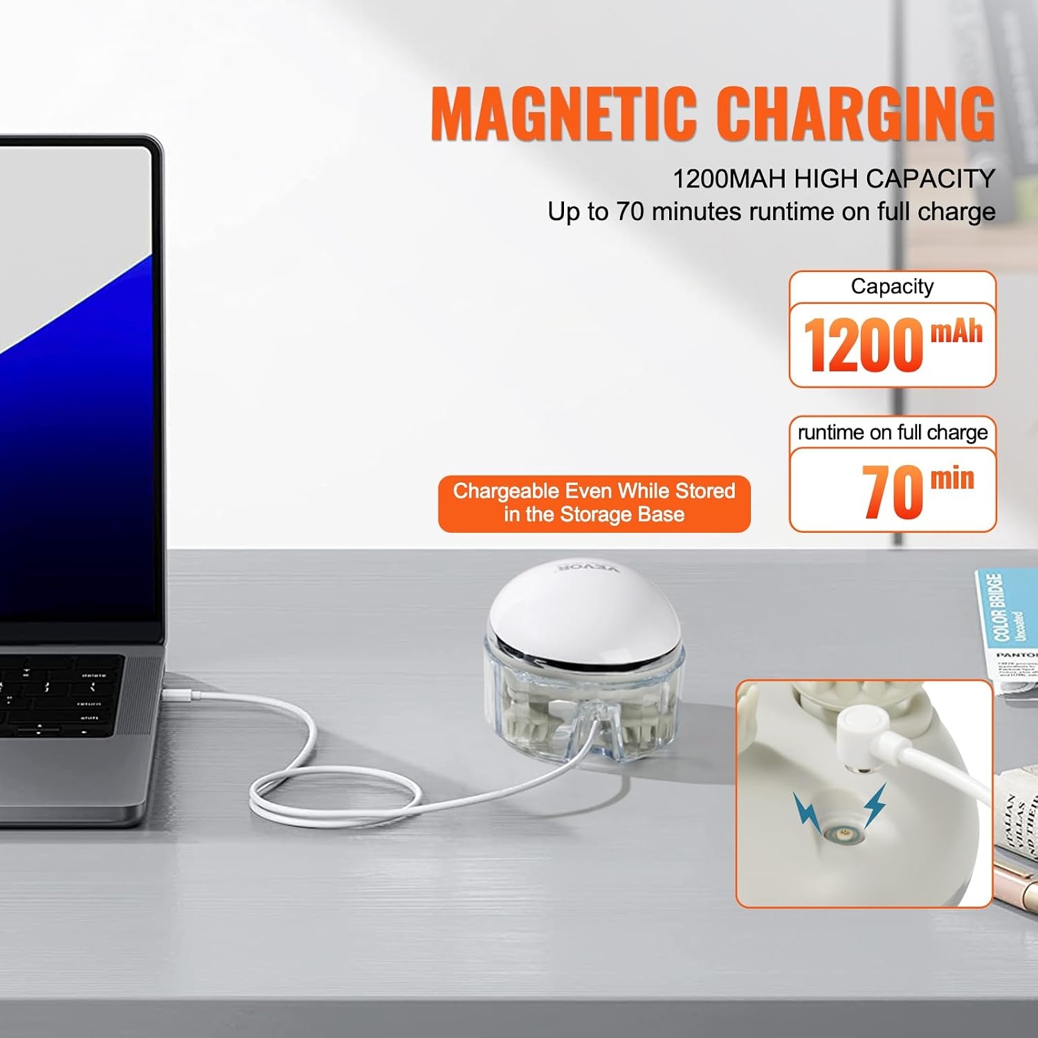 image:imageVEVOR Electric Scalp Massager Rechargeable Head Massager Hair Growth IPX7 Waterproof Portable Kneading Scalp Scratcher with 8 Removable Massage Head for Stress Relief Deep Clean Gift for MomDadwith Heat Function