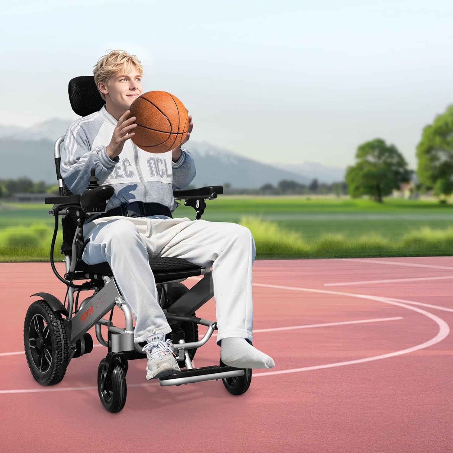 image:imageVEVOR Electric Wheelchair for Adults 300 lbs Capacity amp 21 Seat Foldable Lightweight Motorized Chair 13Mile Long Range AllTerrain Power Portable for Seniors Mobility21 lnch Reclining Seat