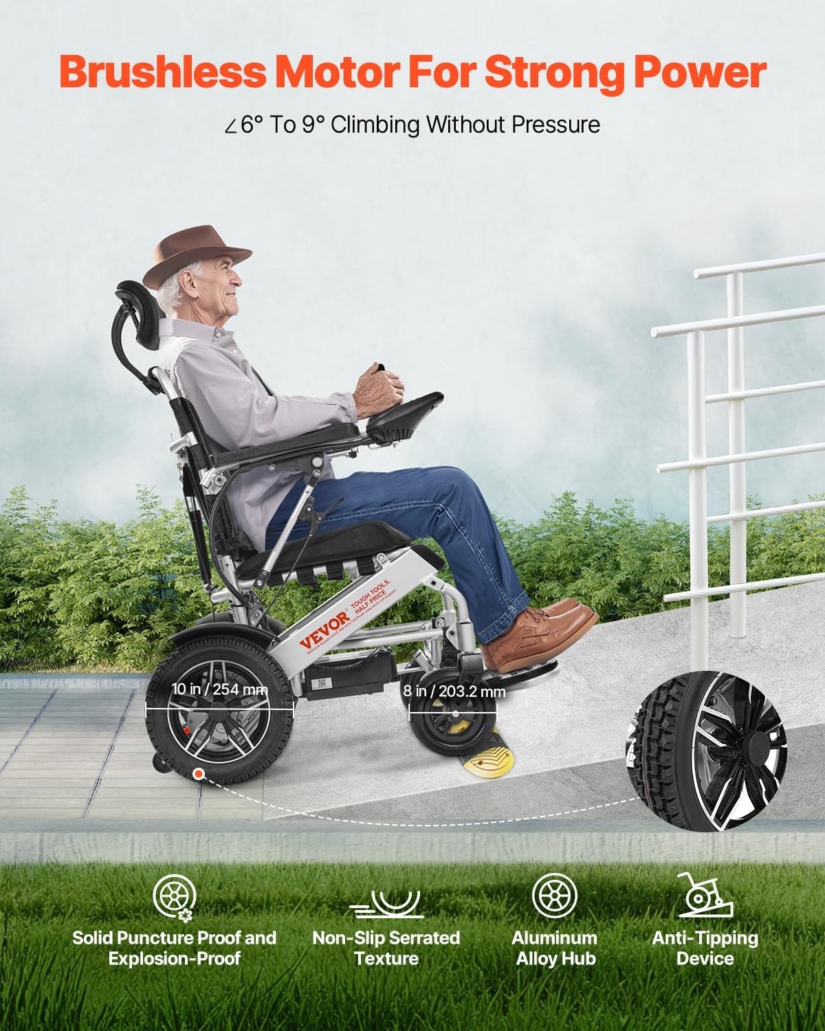 image:imageVEVOR Electric Wheelchair for Adults 300 lbs Capacity amp 21 Seat Foldable Lightweight Motorized Chair 13Mile Long Range AllTerrain Power Portable for Seniors Mobility21 lnch Reclining Seat