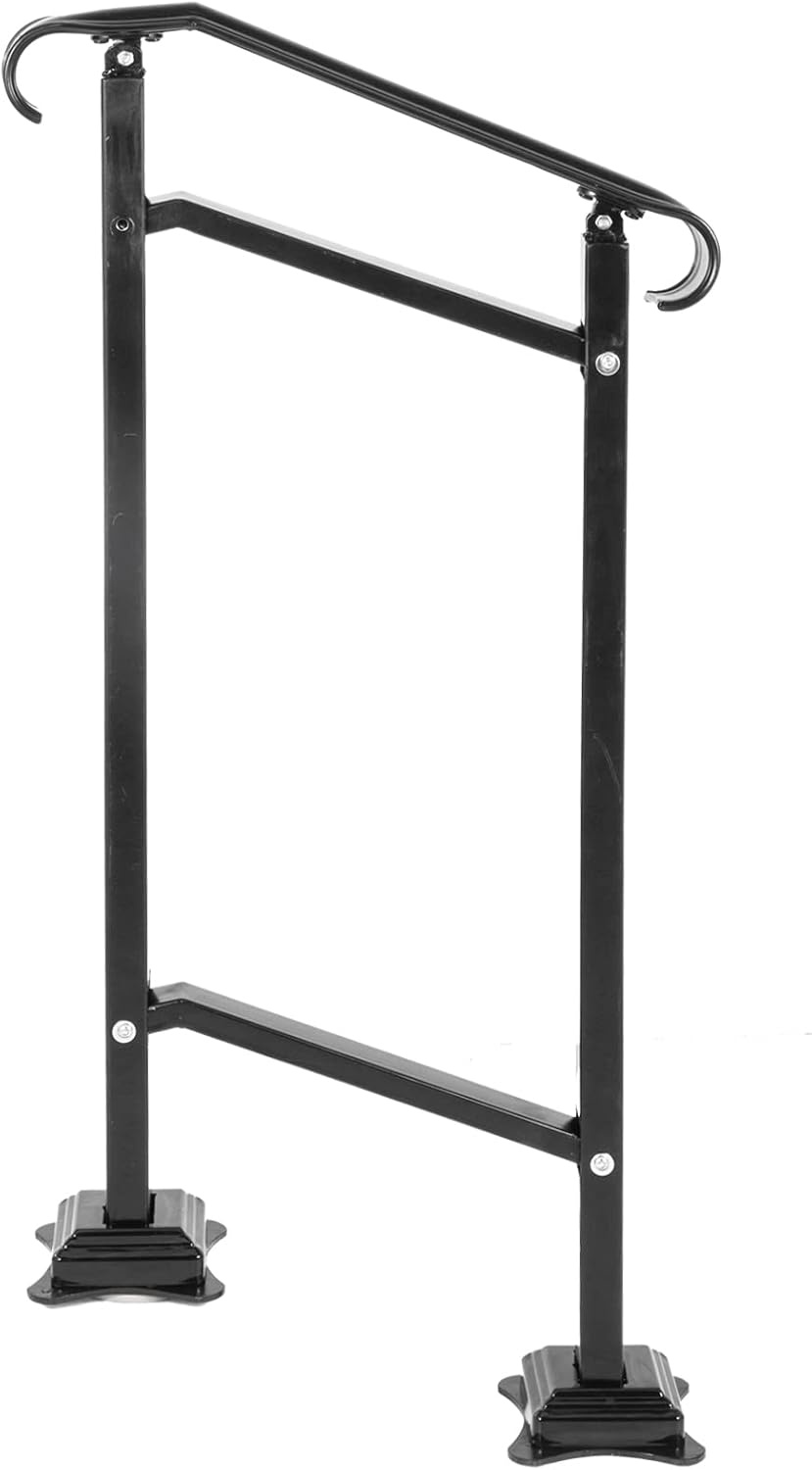 image:imageVEVOR Handrail for Outdoor Steps 23 Steps Outdoor Handrail Adjustable Stainless Steel Staircase Handrail Thickened Stair Railings for Porch Railing Deck HandrailStyle5 Porch