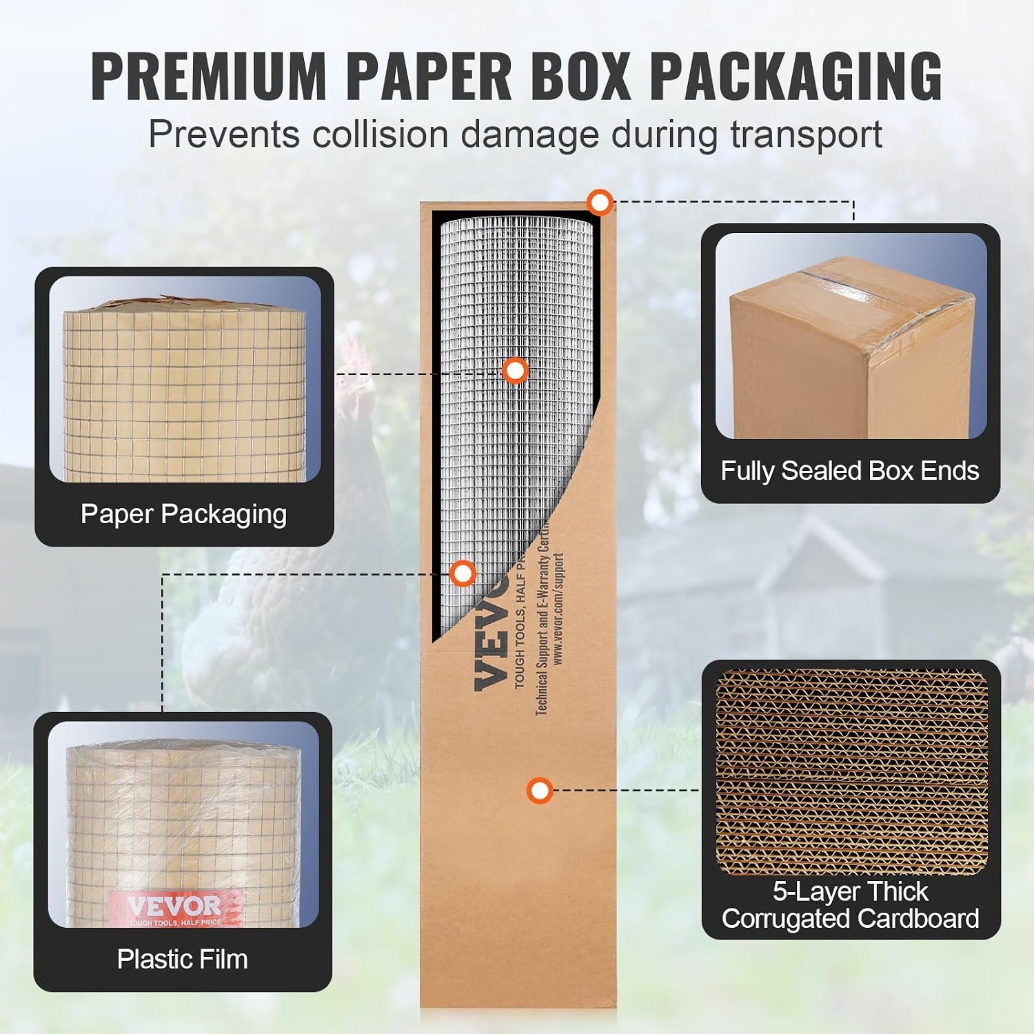 image:imageVEVOR Hardware Cloth 12 inch 48in x 50 ft 19 Gauge Hot Dipped Galvanized Wire Mesh Roll Chicken Wire Fencing Wire Mesh for Rabbit Cages Garden Small Rodents36 x 50