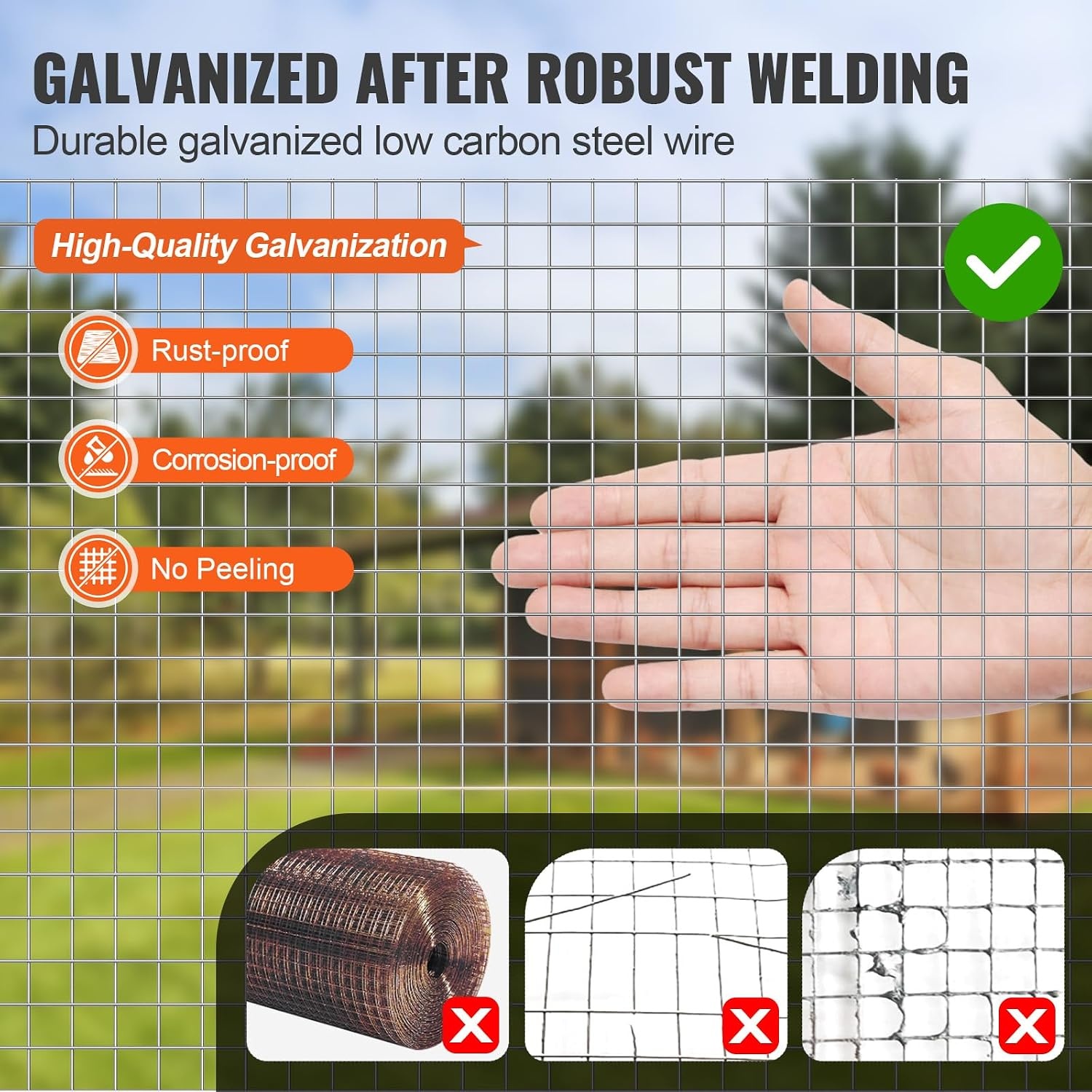 image:imageVEVOR Hardware Cloth 12 inch 48in x 50 ft 19 Gauge Hot Dipped Galvanized Wire Mesh Roll Chicken Wire Fencing Wire Mesh for Rabbit Cages Garden Small Rodents36 x 50