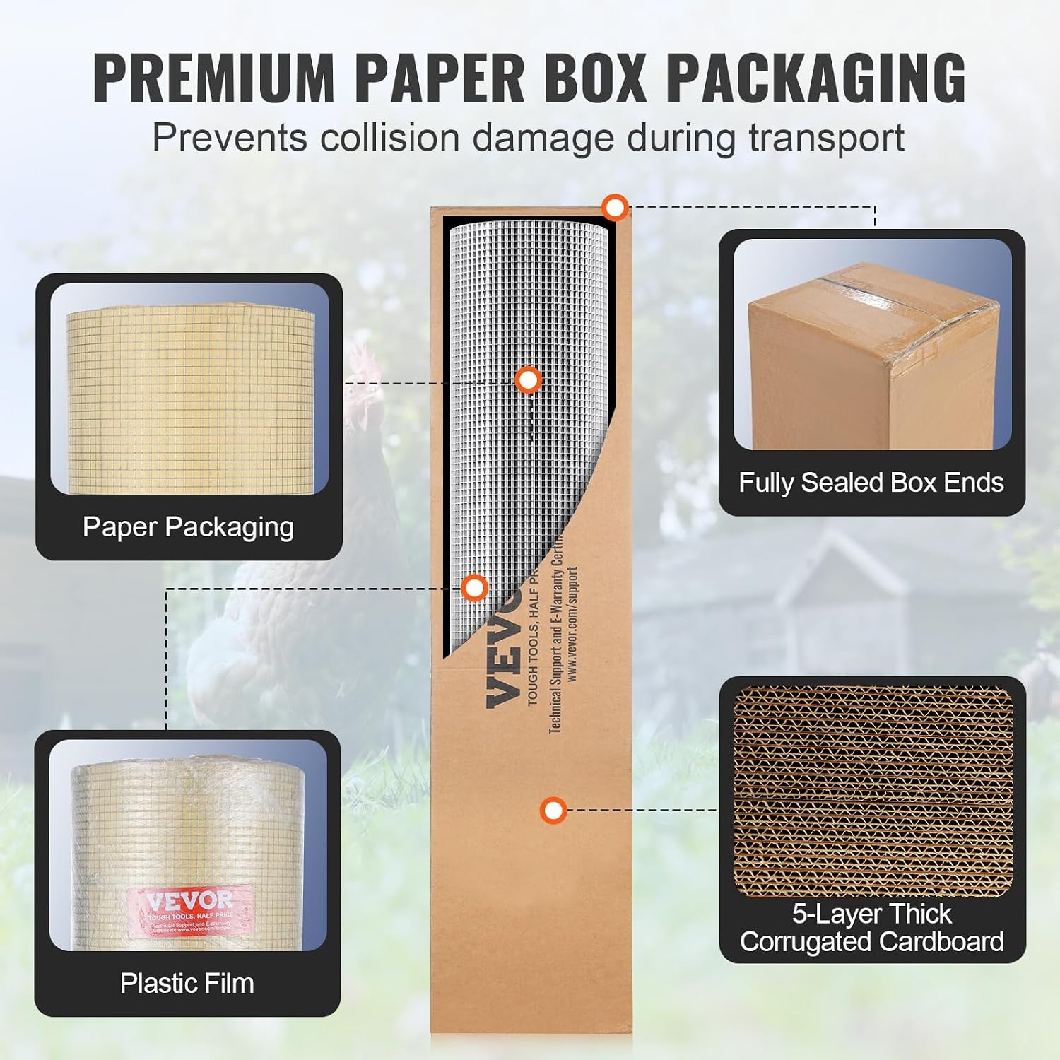 image:imageVEVOR Hardware Cloth 12 inch 48in x 50 ft 19 Gauge Hot Dipped Galvanized Wire Mesh Roll Chicken Wire Fencing Wire Mesh for Rabbit Cages Garden Small Rodents36 x 50