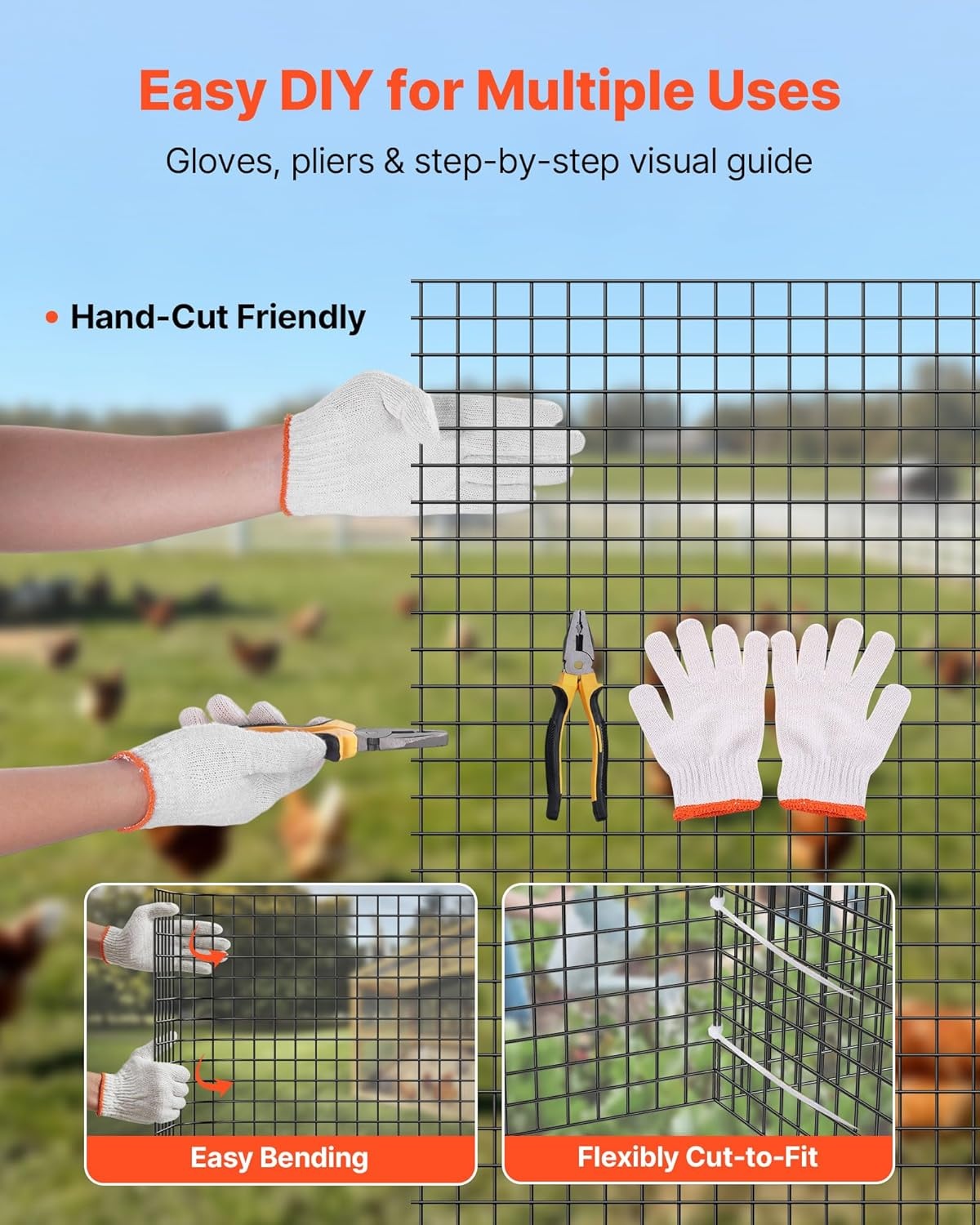 image:imageVEVOR Hardware Cloth 36 x 50 12 inch Galvanized Wire Mesh Roll 19 Gauge Chicken Wire Fencing Roll Vinyl Coating Metal Wire Mesh for Chicken Coop Barrier Rabbit Snake Fences Poultry Enclosures60in100ft
