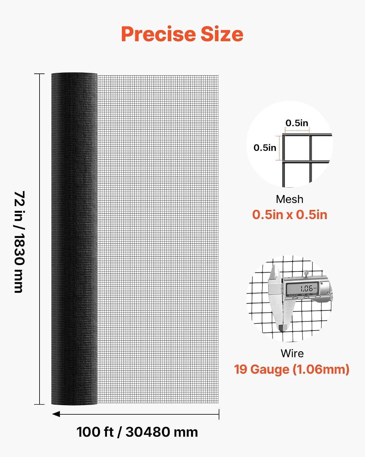 image:imageVEVOR Hardware Cloth 36 x 50 12 inch Galvanized Wire Mesh Roll 19 Gauge Chicken Wire Fencing Roll Vinyl Coating Metal Wire Mesh for Chicken Coop Barrier Rabbit Snake Fences Poultry Enclosures72in100ft