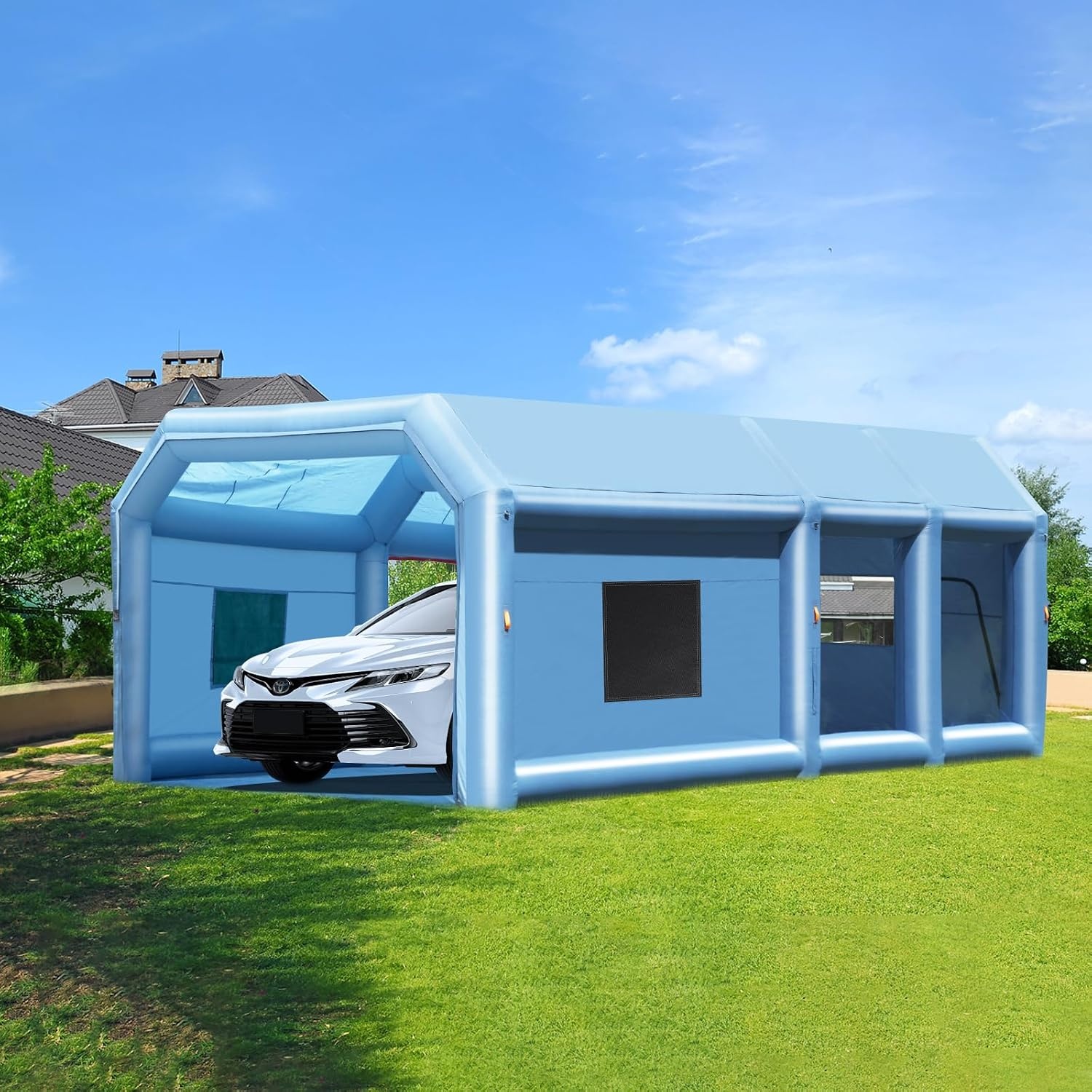 image:imageVEVOR Inflatable Paint Booth 98 x 82 x 82 ft Inflatable Spray Booth with 550W Powerful Blower and Air Filter System Portable Car Paint Booth for Motorcycle Bicycle Small Furniture Painting28x16x11Ft