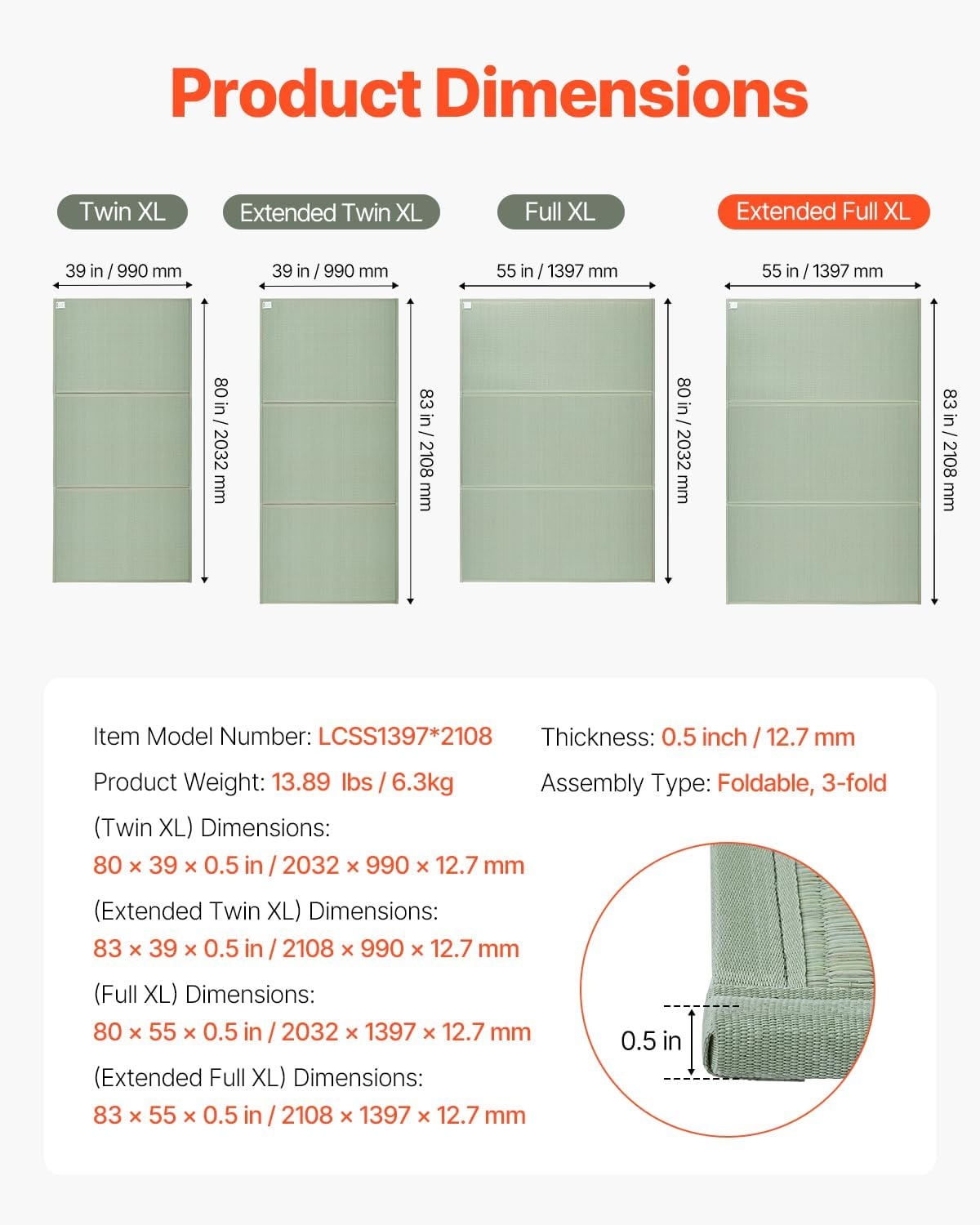 image:imageVEVOR Japanese Tatami Mat Extended Full XL 55 X 83 Foldable Tatami Mattress 100 Rush Grass Japanese Floor Mattress with Natural Rush Scent for Sleeping Meditation YogaLight Green