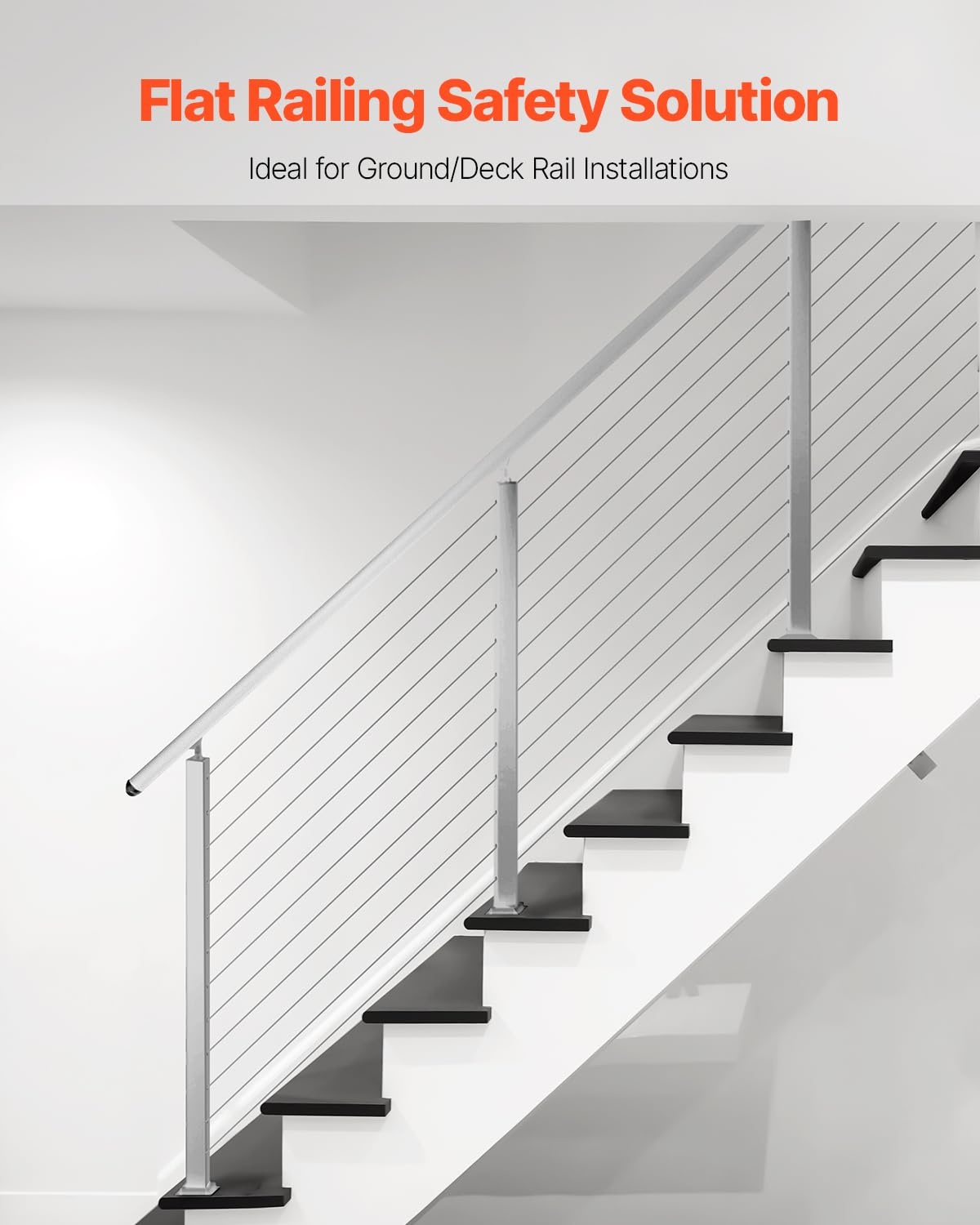 image:imageVEVOR Level Drilled Cable Railing Post 10 Holes 36x2x2 Inches Stainless Steel Cable Railing System Kit for Indoor Outdoor Deck Balcony 4 Pack Black Product ID 4JZLGZXHS914MY65M001V0Stair PostSilver
