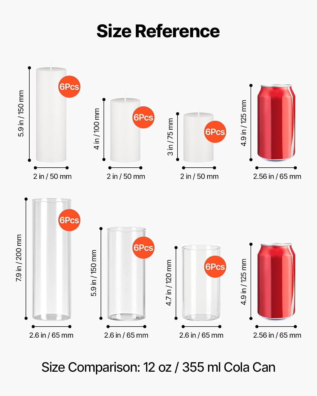 image:imageVEVOR Pillar Candles and Glass Vases Set 36 Pcs Clear Cylinder Hurricane Candle Holders for Wedding Centerpieces Tall Vase for Table Decor Wedding Party ThanksgivingWhite 256 x 47597936 Pcs