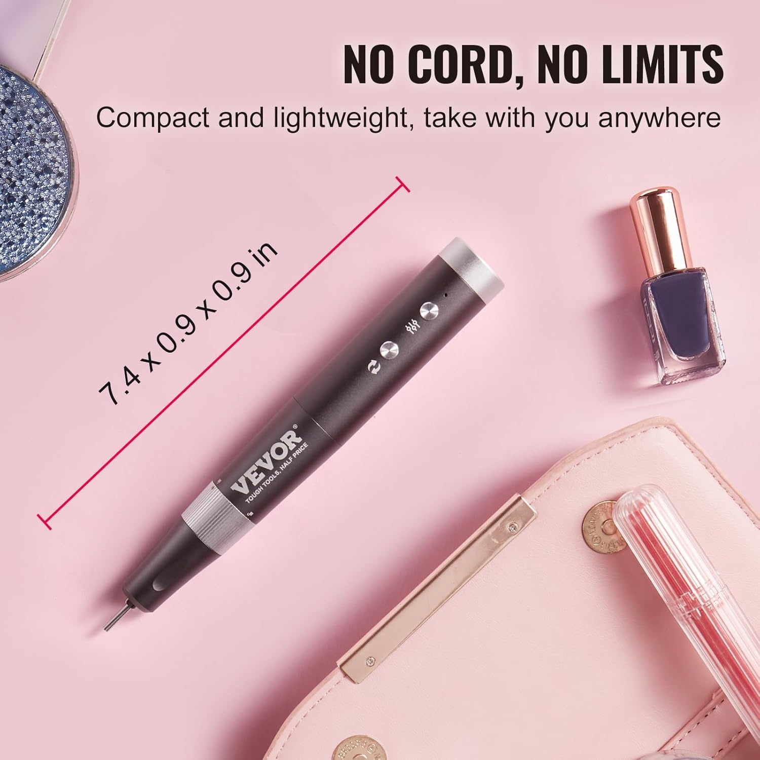 image:imageVEVOR Portable Electric Rechargeable Nail Drill 35000RPM Cordless Nail E File Machine LCDDisplay Acrylic Gel Grinder Tool for Manicure Pedicure Carve Polish with 6 Bits and 50PCS Sanding BandsE File