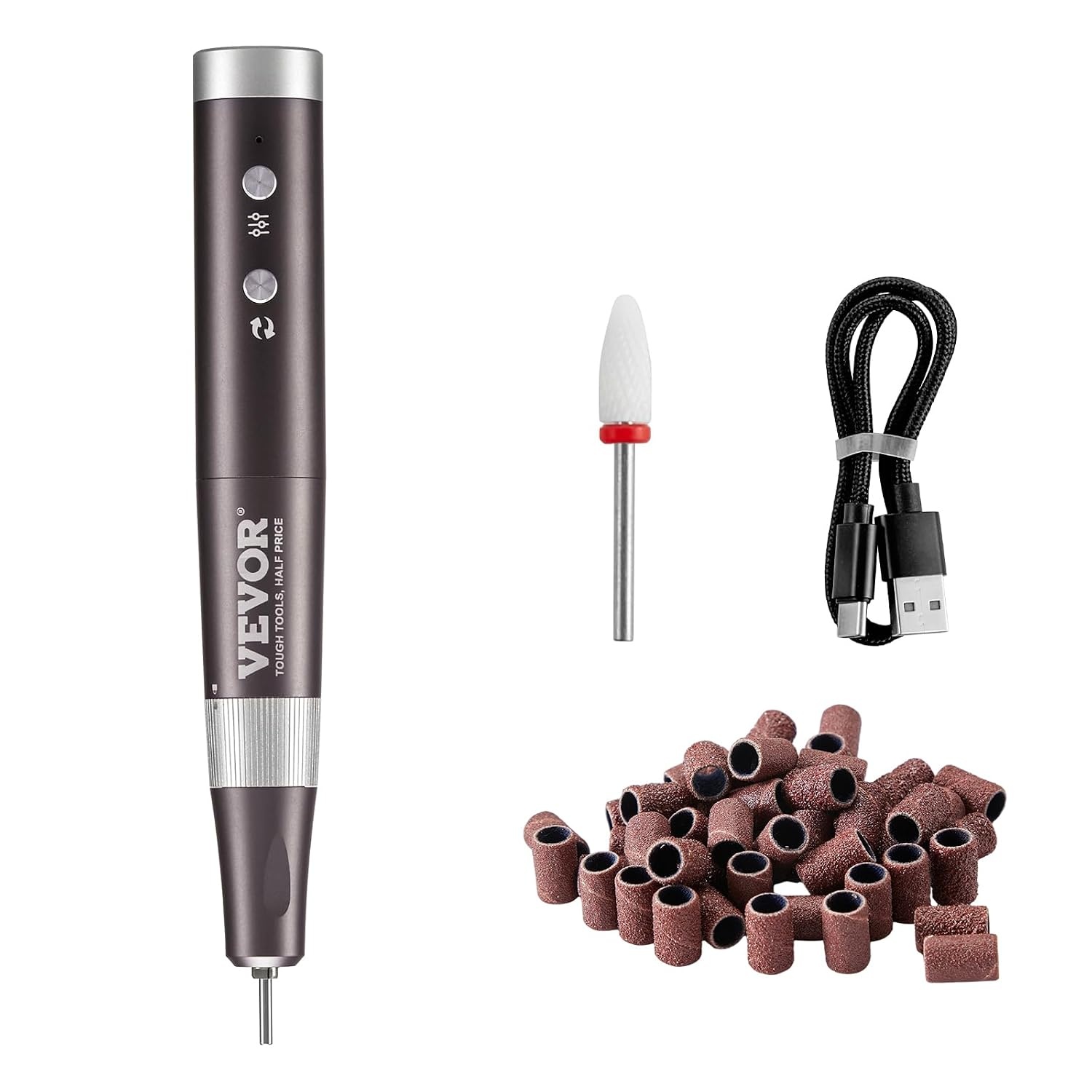 image:imageVEVOR Portable Electric Rechargeable Nail Drill 35000RPM Cordless Nail E File Machine LCDDisplay Acrylic Gel Grinder Tool for Manicure Pedicure Carve Polish with 6 Bits and 50PCS Sanding BandsE File
