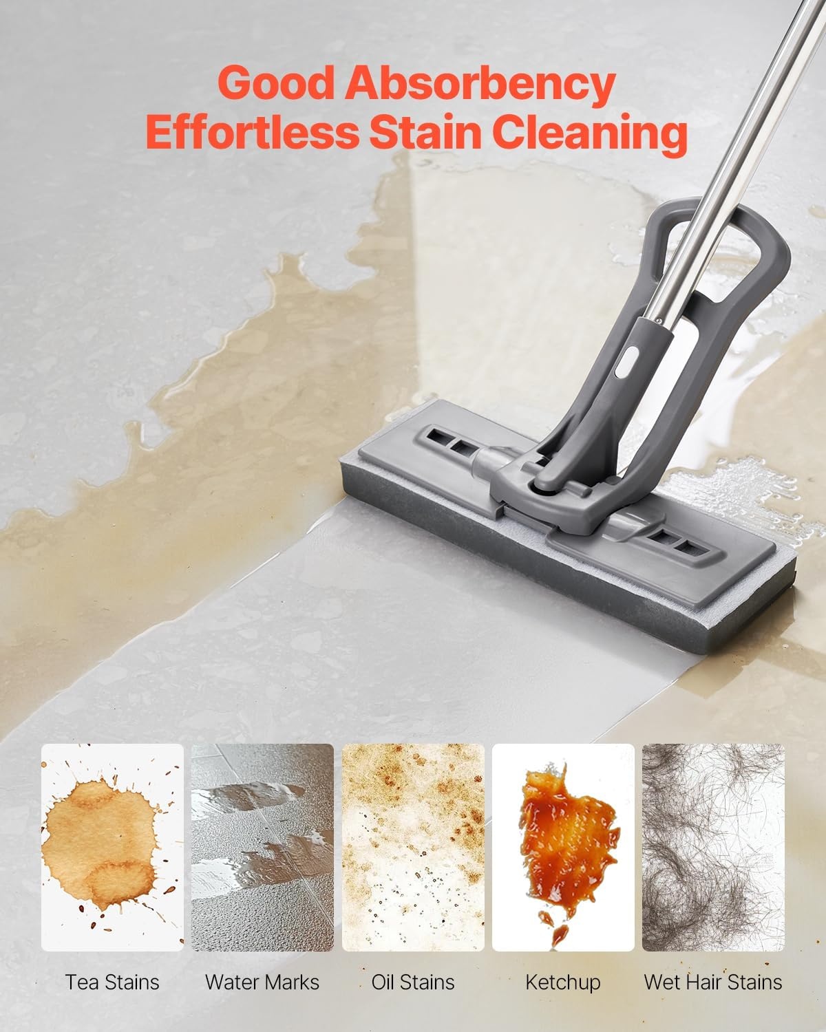 image:imageVEVOR Sponge Mop Replacement 2Piece High Density Wider PU Sponge Mop Head Replacement with Hook amp Loop Fit for Various Floors