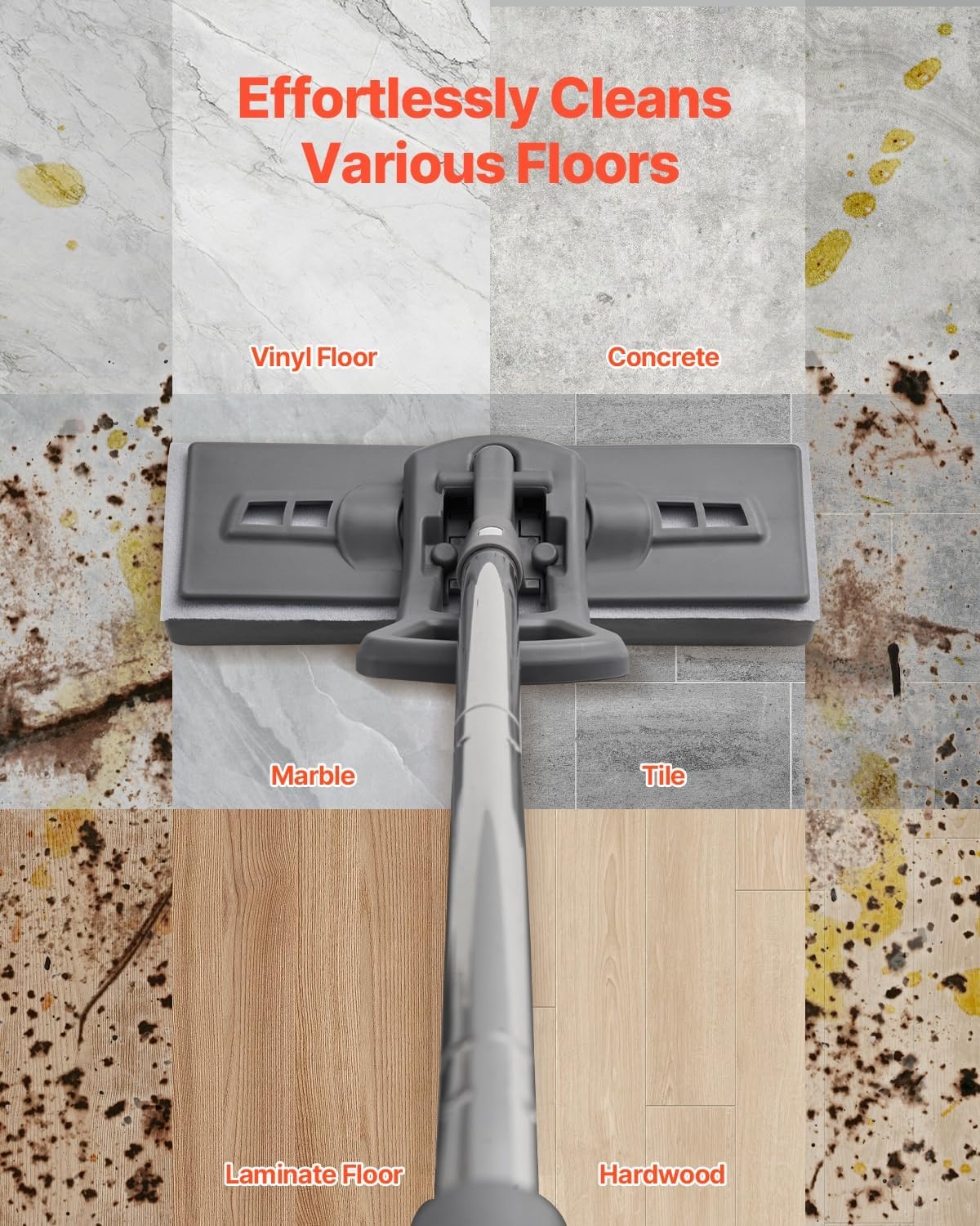 image:imageVEVOR Sponge Mop Replacement 2Piece High Density Wider PU Sponge Mop Head Replacement with Hook amp Loop Fit for Various Floors