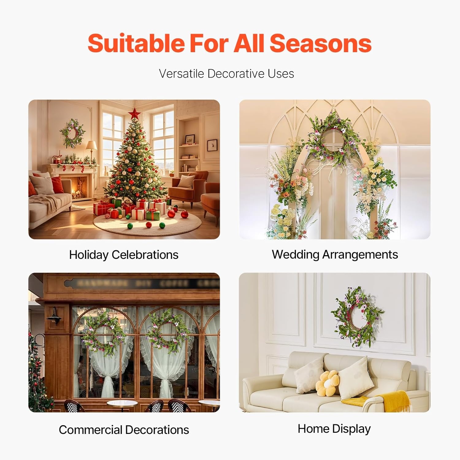 image:imageVEVOR Spring Wreath for Front Door 24 Inch Large Artificial Flower Wreath with Hydrangea amp Peony YearRound All Season Outdoor Indoor Door DecorPink Green