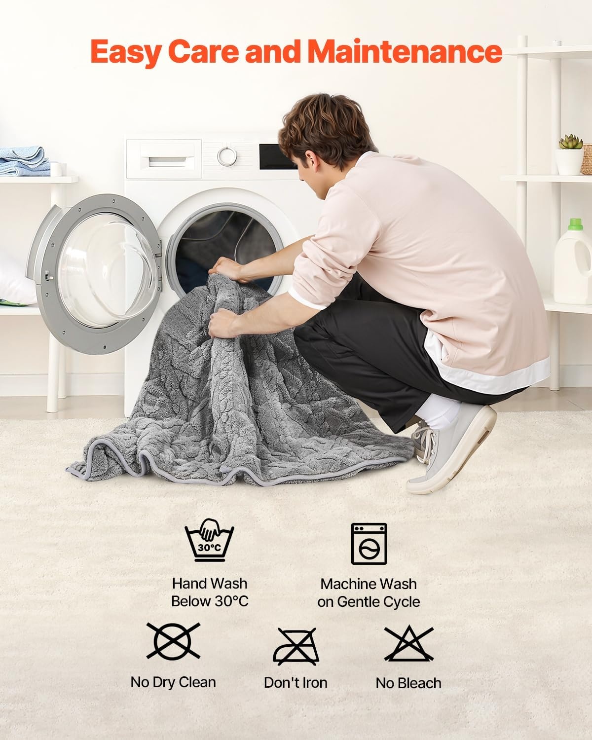image:imageVEVOR Weighted Blanket 20 lbs 60 x 80 in Queen Size Sherpa Fleece Heavy Blanket with Glass Beads Soft Warm Cozy Fluffy Touch for 200250 lbs Adults Improve Sleep Quality Grey