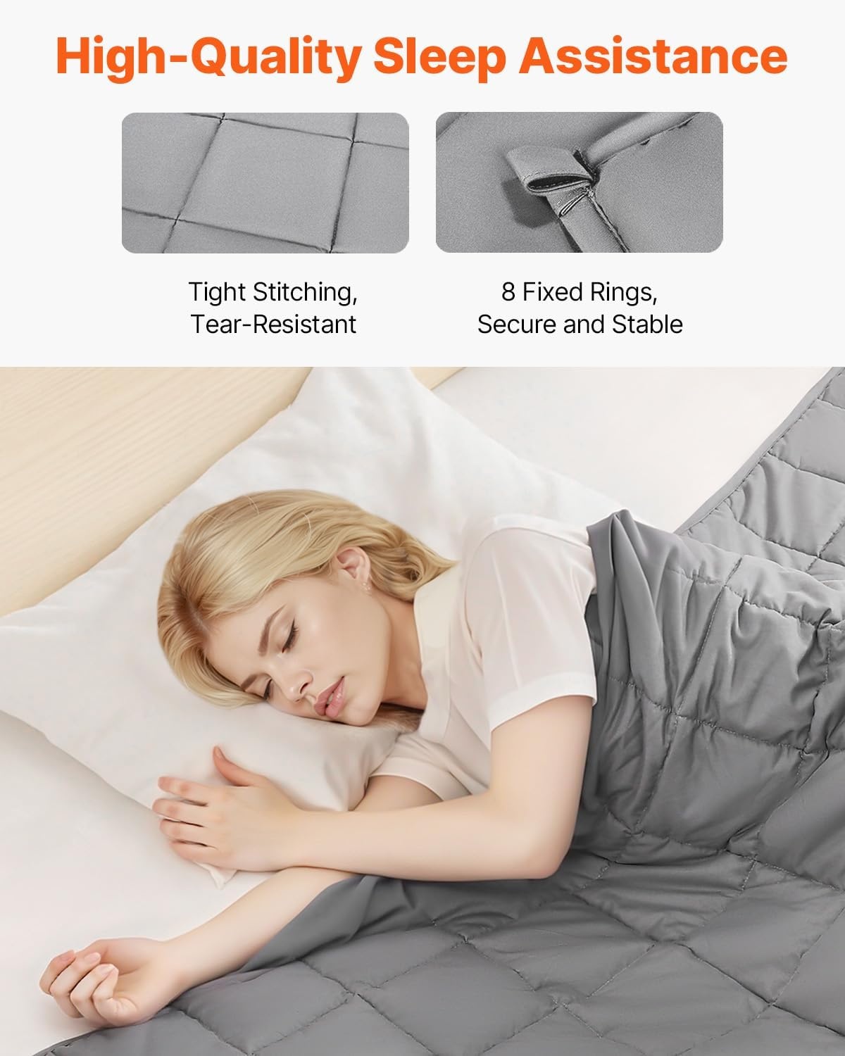 image:imageVEVOR Weighted Blanket 60 x 80 inch Queen Size 25 lbs Heavy Blanket with Cooling Glass Beads Soft amp Breathable for AllSeason Use Suitable for Adults 250310 lbs Ideal Gift Choice Grey25lbs 60x80in