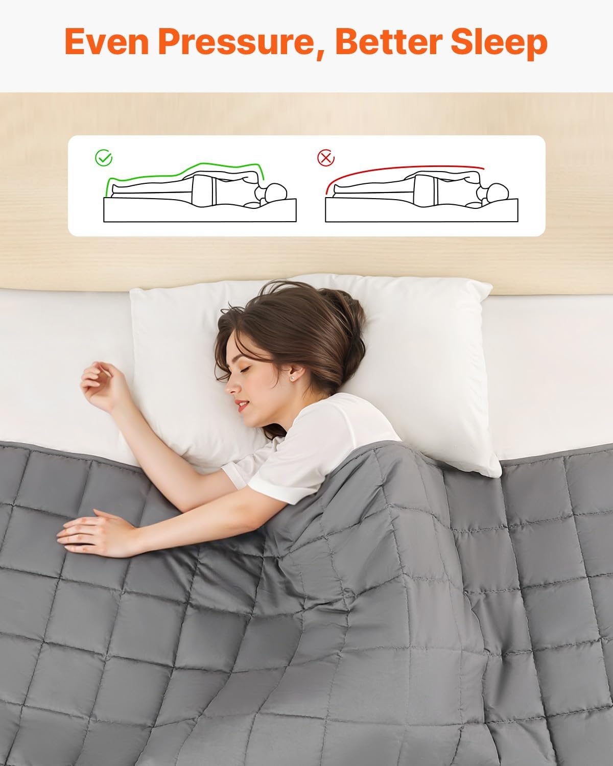 image:imageVEVOR Weighted Blanket 60 x 80 inch Queen Size 25 lbs Heavy Blanket with Cooling Glass Beads Soft amp Breathable for AllSeason Use Suitable for Adults 250310 lbs Ideal Gift Choice Grey25lbs 60x80in