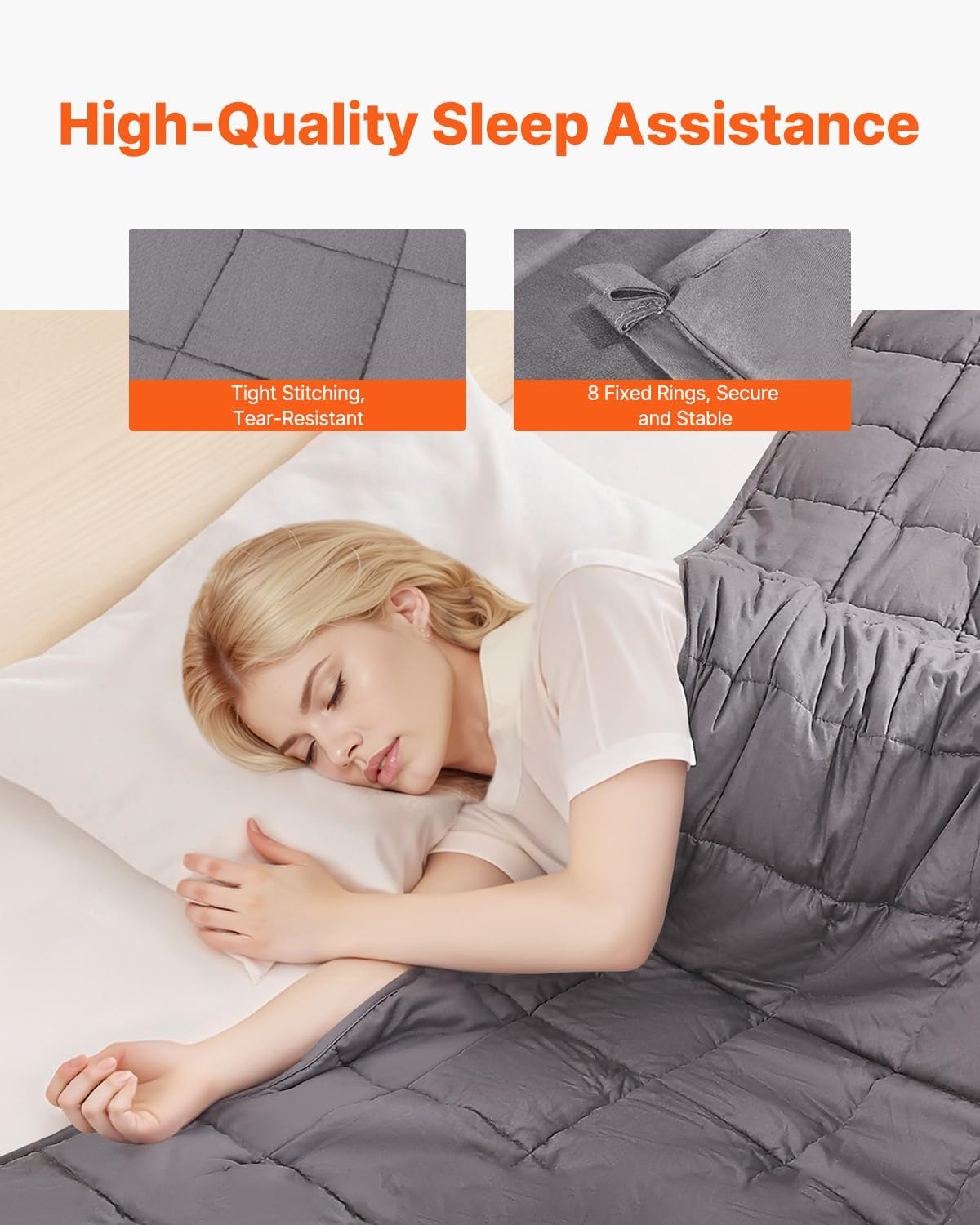 image:imageVEVOR Weighted Blanket 80 x 87 inch King Size 25 lbs Heavy Blanket with Cooling Glass Beads 100 Cotton Soft amp Breathable Weighted Blankets for Adults 250310 lbs Ideal Gift Choice Grey