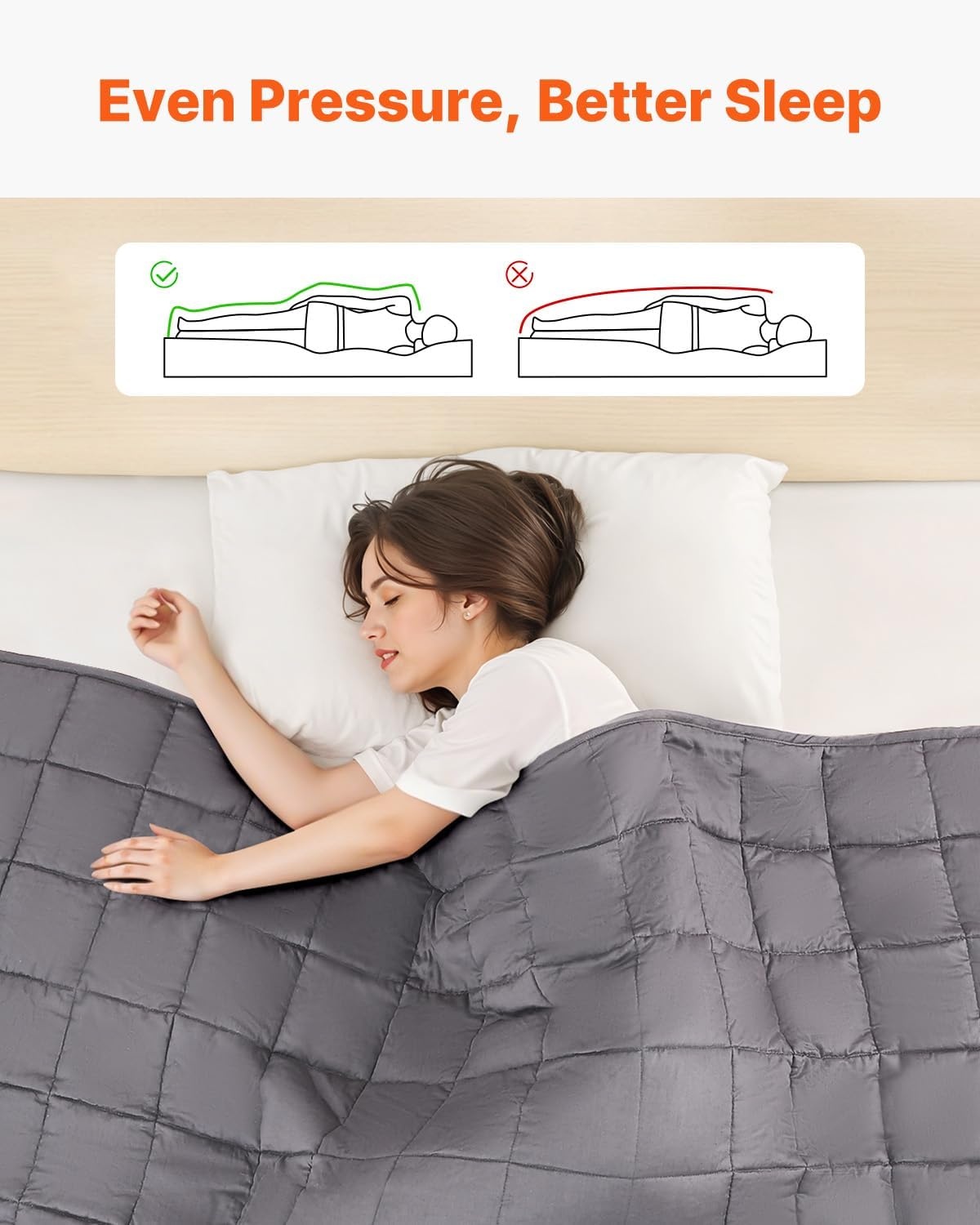 image:imageVEVOR Weighted Blanket 80 x 87 inch King Size 25 lbs Heavy Blanket with Cooling Glass Beads 100 Cotton Soft amp Breathable Weighted Blankets for Adults 250310 lbs Ideal Gift Choice Grey
