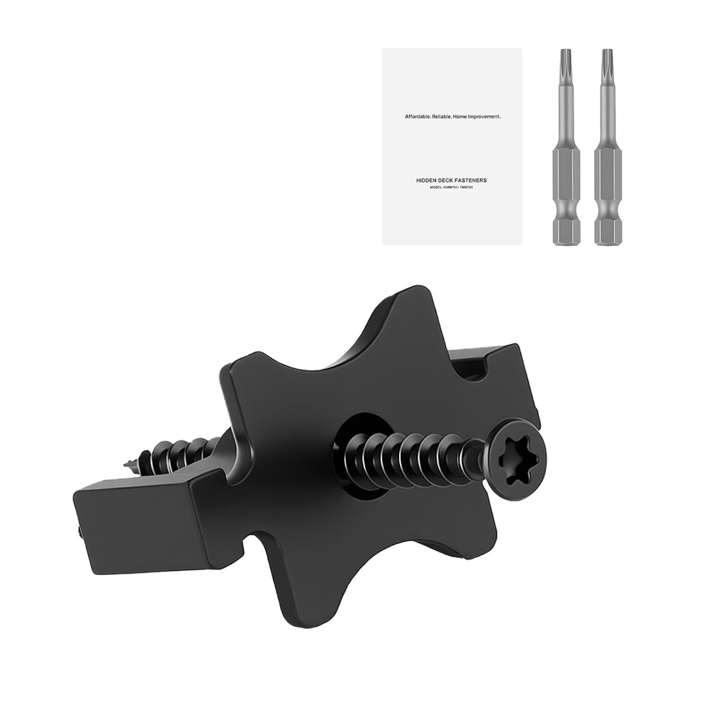 image:imageVEVOR 1000PCS Hidden Deck Fasteners for Composite Decking Board Universal Composite T Clips amp Plastic Hidden Fasteners with Metal ScrewsPolypropylene PP Clips Works with 026 inch Gaps Black90