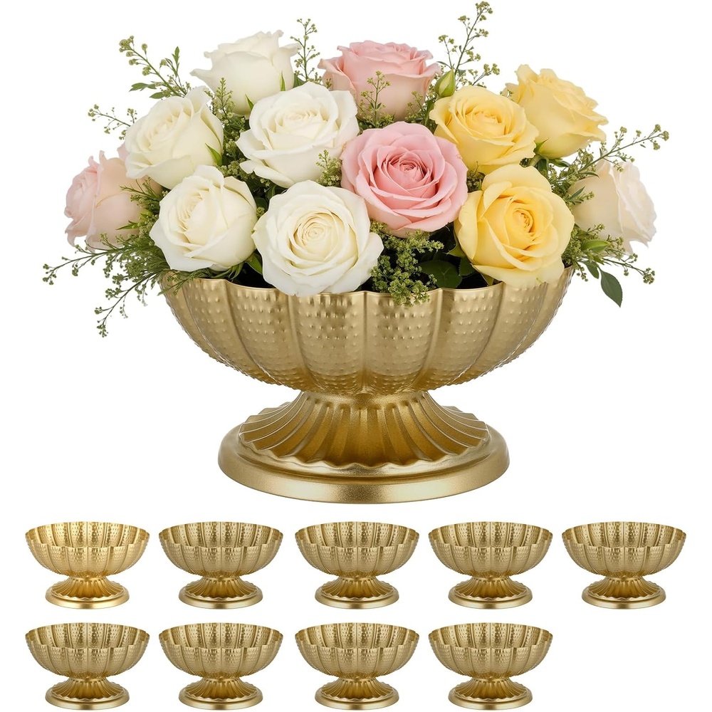 image:imageVEVOR 12 PCS Wedding Flower Vase 217 in Tall Trumpet Flower Table Centerpieces Banquet Vases Easy Installation Electroplated Versatile Arrangement Stand for Party Events Home Decor Reception Gold10 PCS47