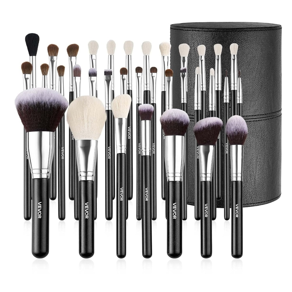 image:imageVEVOR 15Piece Makeup Brush Set for Foundation Blending Eyeshadow Professional Vegan Brushes with Soft Synthetic Bristles Ergonomic Wood Handle amp Aluminum Ferrule Portable and TravelFriendlyBrush Set Face and Detail