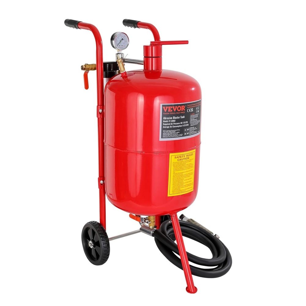 image:imageVEVOR 20 Gallon Sand Blaster 60110 PSI High Pressure Sandblaster Portable Abrasive Blasting Tank Air Sand Blasting Kit with 4 Ceramic Nozzles and OilWater Separator for Paint Stain Rust Removal10 Gallon