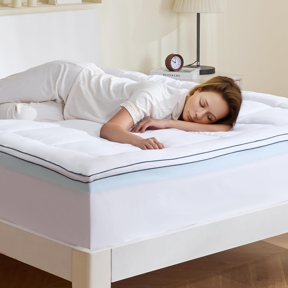 image:imageVEVOR 3 Inch Memory Foam Mattress Topper Queen Size 2 Inch Cooling Gel Memory Foam and 1 Inch Pillow Top Mattress Cover 821 Inch Deep Pocket Detachable amp Washable2 2