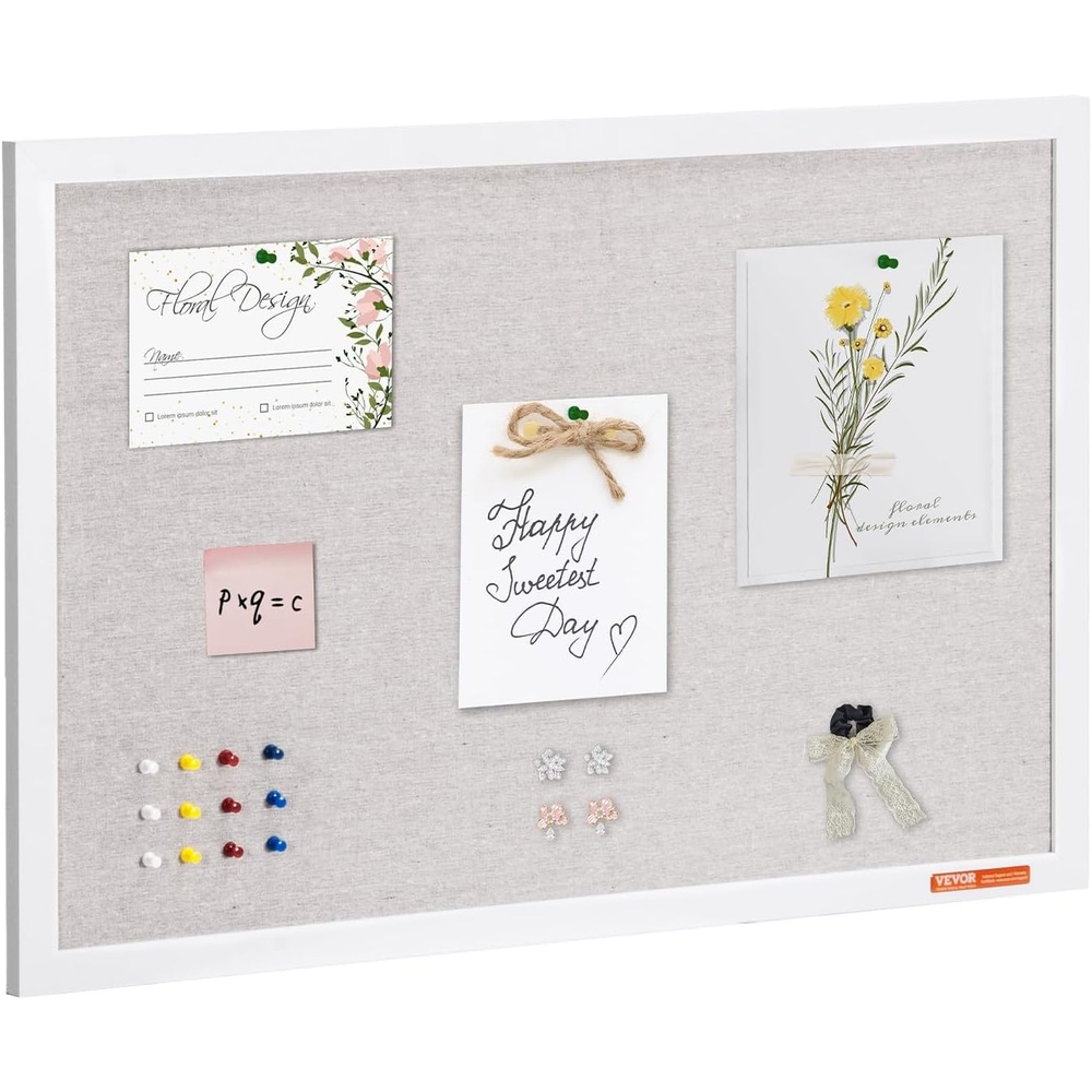 image:imageVEVOR 30x20 White Cork Board with Linen Surface  Stylish WallMounted Bulletin Board for Home School Office  Elegant amp Functional Noticeboard30x20