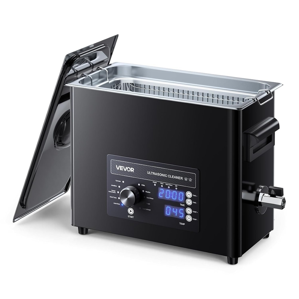 image:imageVEVOR 3L Ultrasonic Cleaner Professional Ultrasonic Cleaner Machine with Knob Control Stainless Steel Cleaning Machine with Basket and Cleaning Ball for Watches Razors Jewelry Coins and More6L