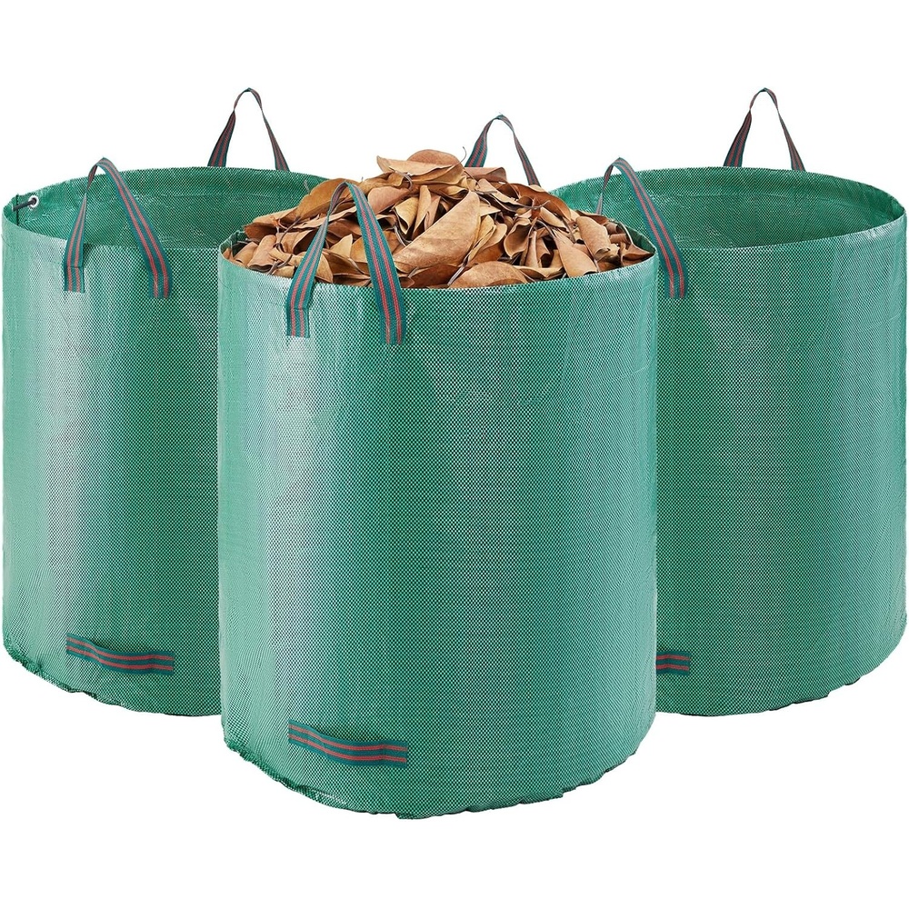 image:imageVEVOR 3Pack 72 Gallon Reusable Yard Waste Bag Large Lawn Garden Bags Heavy Duty Collapsible Garden Leaf Trash Container StandUp Grass Clipping Bin with Reinforcement Ring and Handles 264x30 in