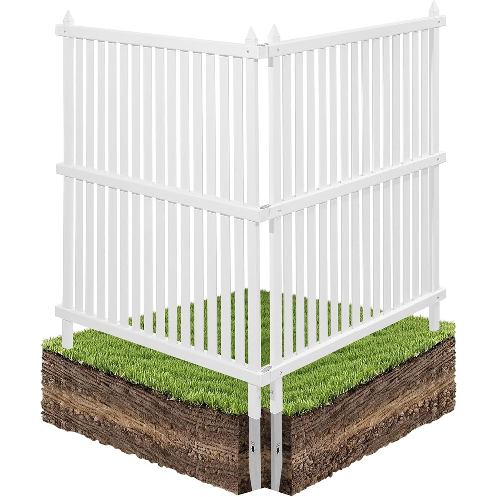 image:imageVEVOR 48 W x 48 H Vinyl Fence Panels Air Conditioner Fence Outdoor Privacy Screens for Trash Can Pool Equipment Enclosure Privacy Screen Kit Strip Panels 2 PanelsWhite