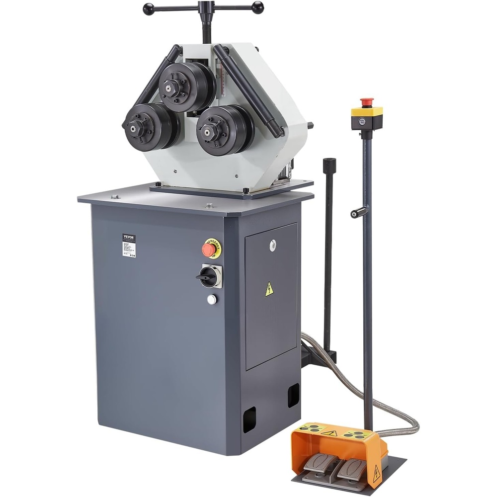 image:imageVEVOR 750W Electric Roll Bending Machine 3Roller Electric Pipe Bender Machine with Reversible Foot Switch Support HorizontalVertical Operation 220V 60Hz 3Phase No Plug750W Electric Roll Bending Machine