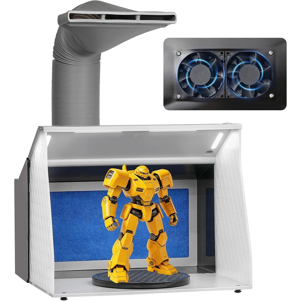 image:imageVEVOR Airbrush Spray Booth Dual Fans 215 x 187 x 146 in Portable Hobby Airbrush Paint Spray Booth Kit with 3 LED Lights and Exhaust Extension Hose for Painting Models Arts Crafts Cakes52mmin