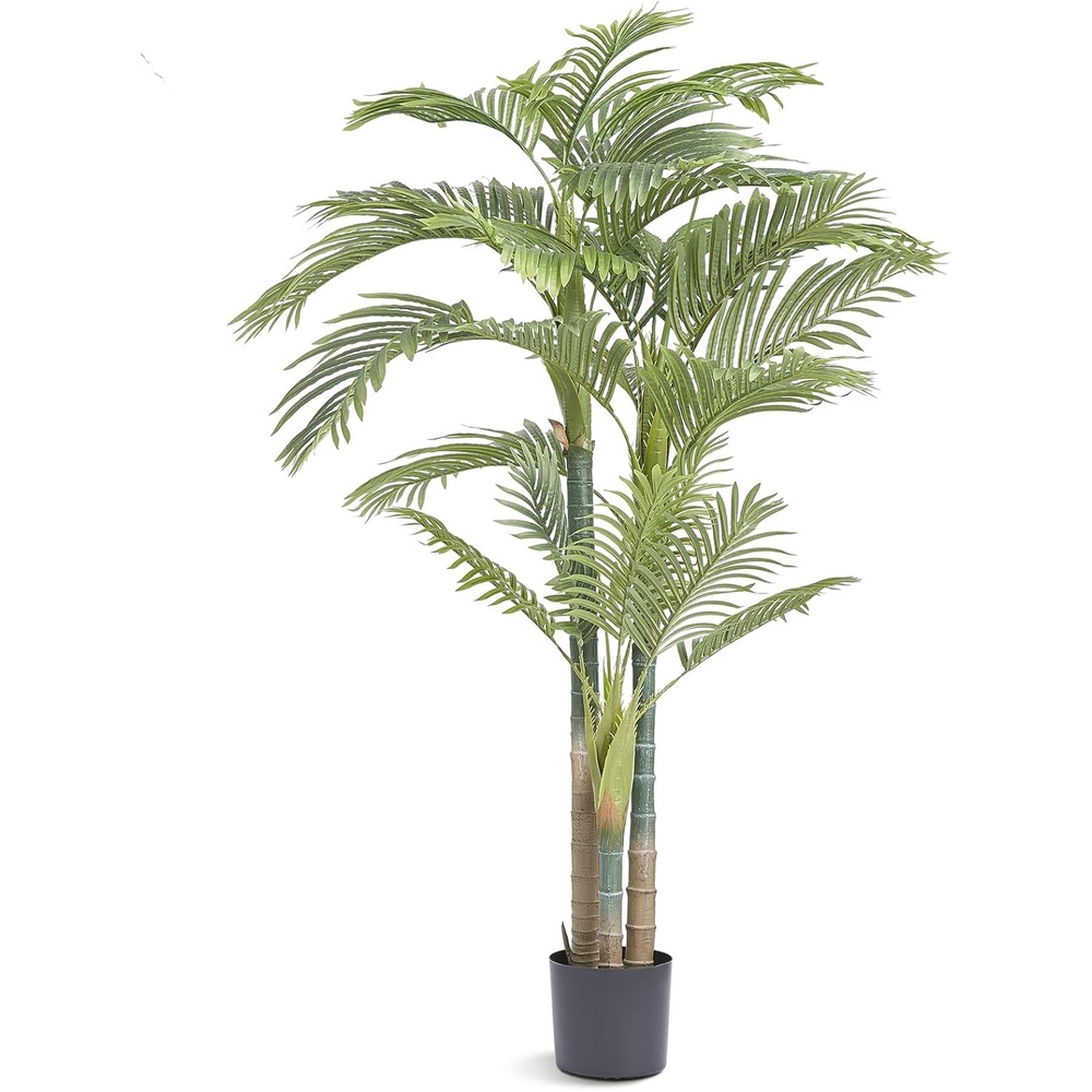 image:imageVEVOR Artificial Areca Palm Tree 5 ft Fake Palm Tropical Plants with White Tall Planter Faux Floor Silk Plant in Pot Large Trees for Home Office Living Room Decor House Warming Indoor OutdoorGolden Cane Palm