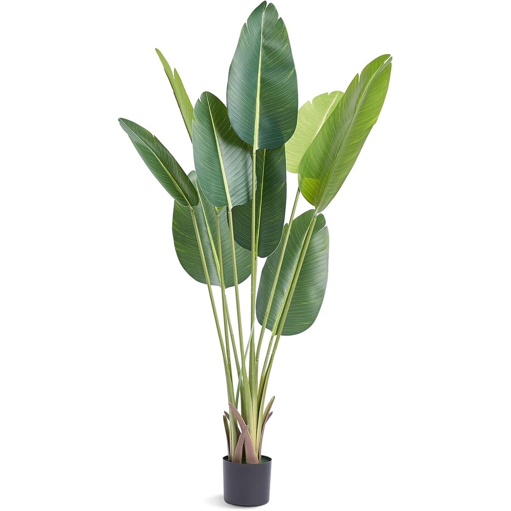image:imageVEVOR Artificial Areca Palm Tree 5 ft Fake Palm Tropical Plants with White Tall Planter Faux Floor Silk Plant in Pot Large Trees for Home Office Living Room Decor House Warming Indoor OutdoorBird of Paradise